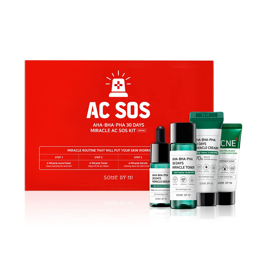 Some By Mi Aha Bha Pha 30 Days Miracle Ac Sos Kit/Clear Foam 1.01Oz, Toner 1.01Oz, Serum 0.33Oz, Cream 0.7Oz / Strengthen Skin B