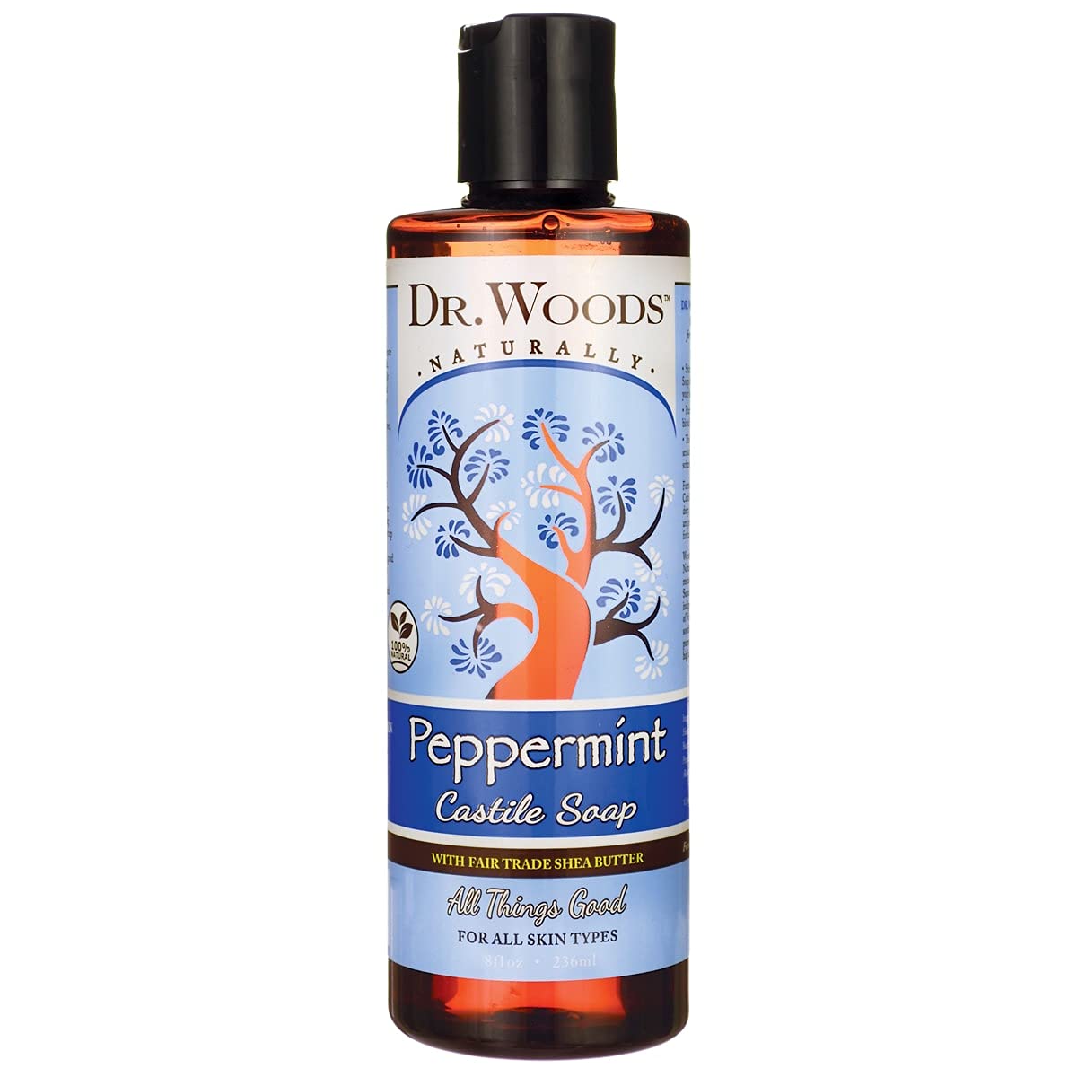 Dr. Woods Peppermint Castile Soap with Fair Trade Shea Butter, 8 fl oz (236 ml)