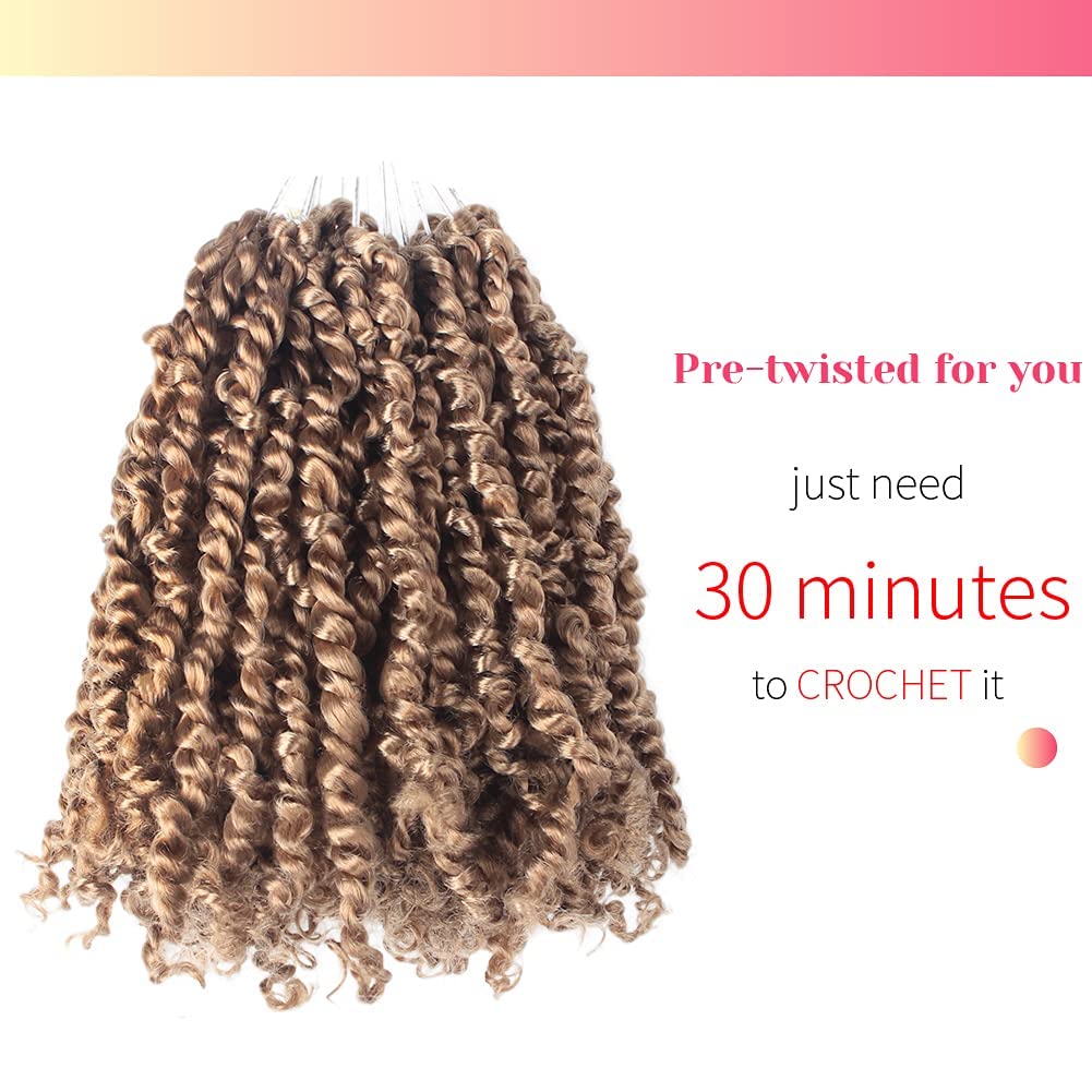 The BOHOBABE Pre-twisted Passion Twist Crochet Hair 6 Inch Short Pre-looped Crochet Passion Twist Braiding Hair 8 Packs (27#)