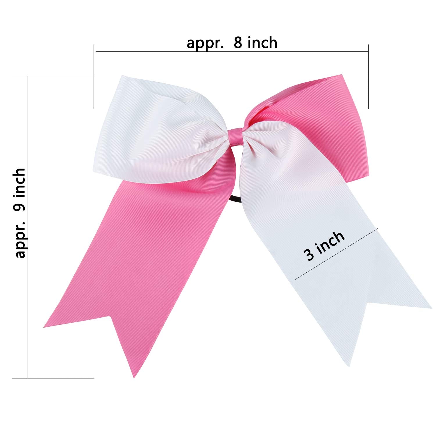 8 Inch 2 Colors Jumbo Cheerleader Bows Ponytail Holder Cheerleading Bows Hair (Navy Blue/White)