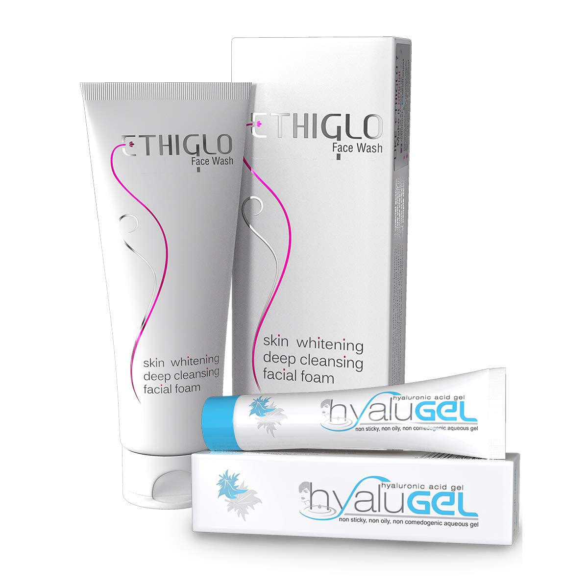 Ethiglo Skin Whitening Face Wash (70Ml) With Hyalugel Hyaluronic Acid Gel (30Gms)