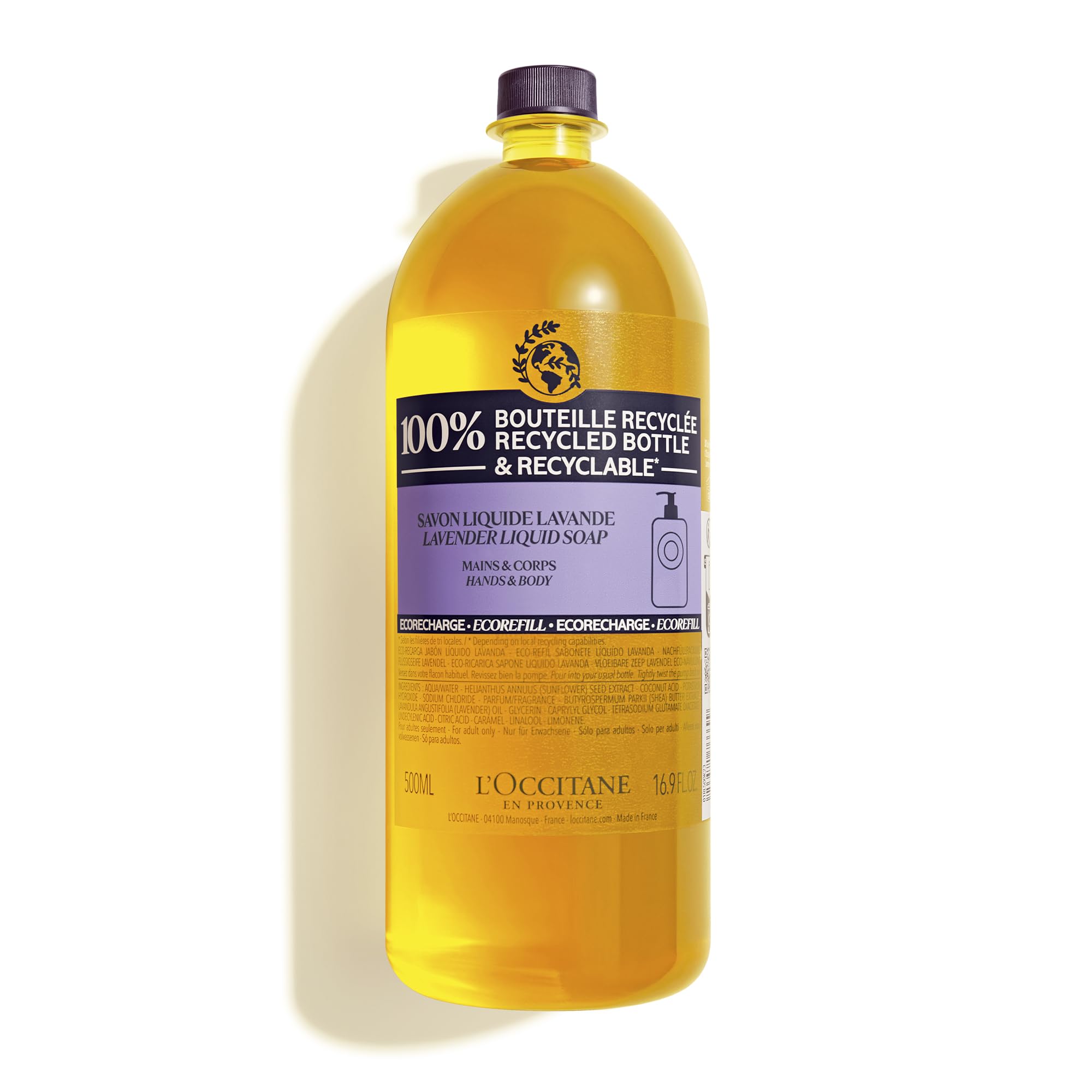 L 'Occitane Shea Hands & Body Lavender Liquid Soap: Cleanse, Soothing Lavendar Scent, Infused With Shea Extract to Soften, Artis