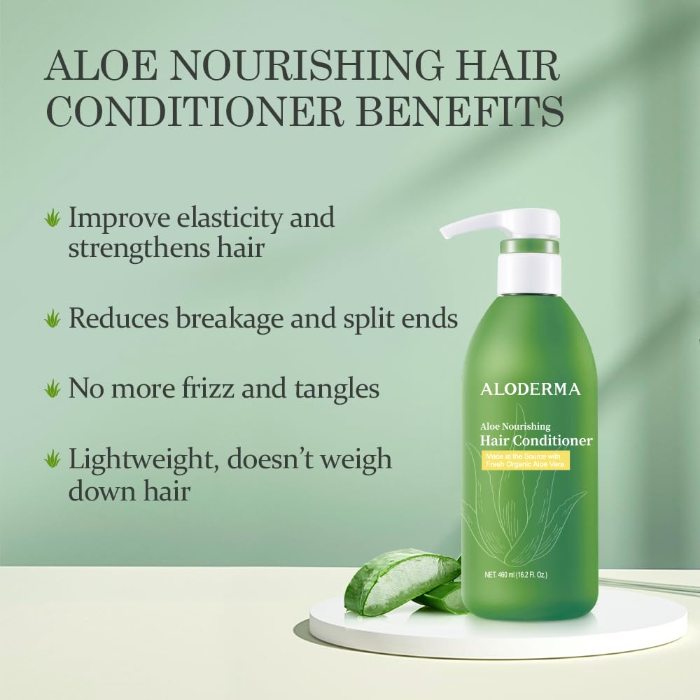 Aloderma Aloe Nourishing Hair Conditioner Made with Fresh Organic Aloe Vera for Dry, Damaged Hair - Deeply Hydrates and Nourishe