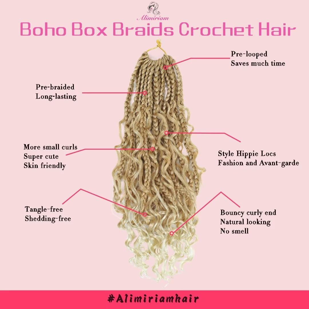 Boho Box Braids Crochet Hair 12 Inch 8 Packs Ombre Box Braid Crochet Hair With Curly Ends Goddess Box Braids Crochet Hair Extens