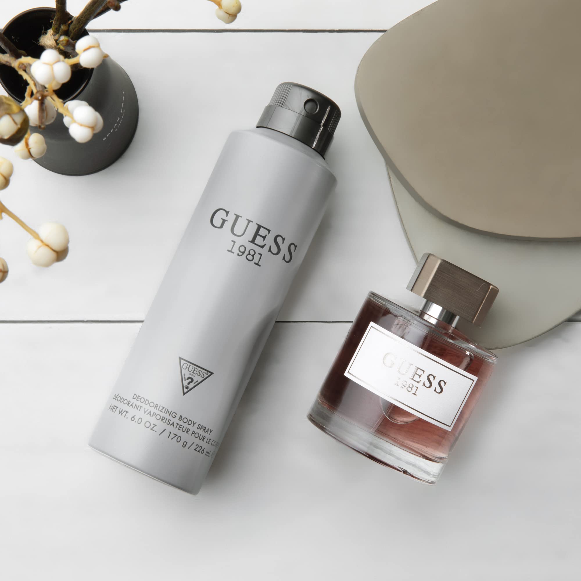 Guess 1981 Men/Homme Eau De Toilette 3 Piece Gift Set - Cologne Spray 3.4 Fl. Oz., Deodorizing Body Spray 6.0 Oz., & Shower Gel
