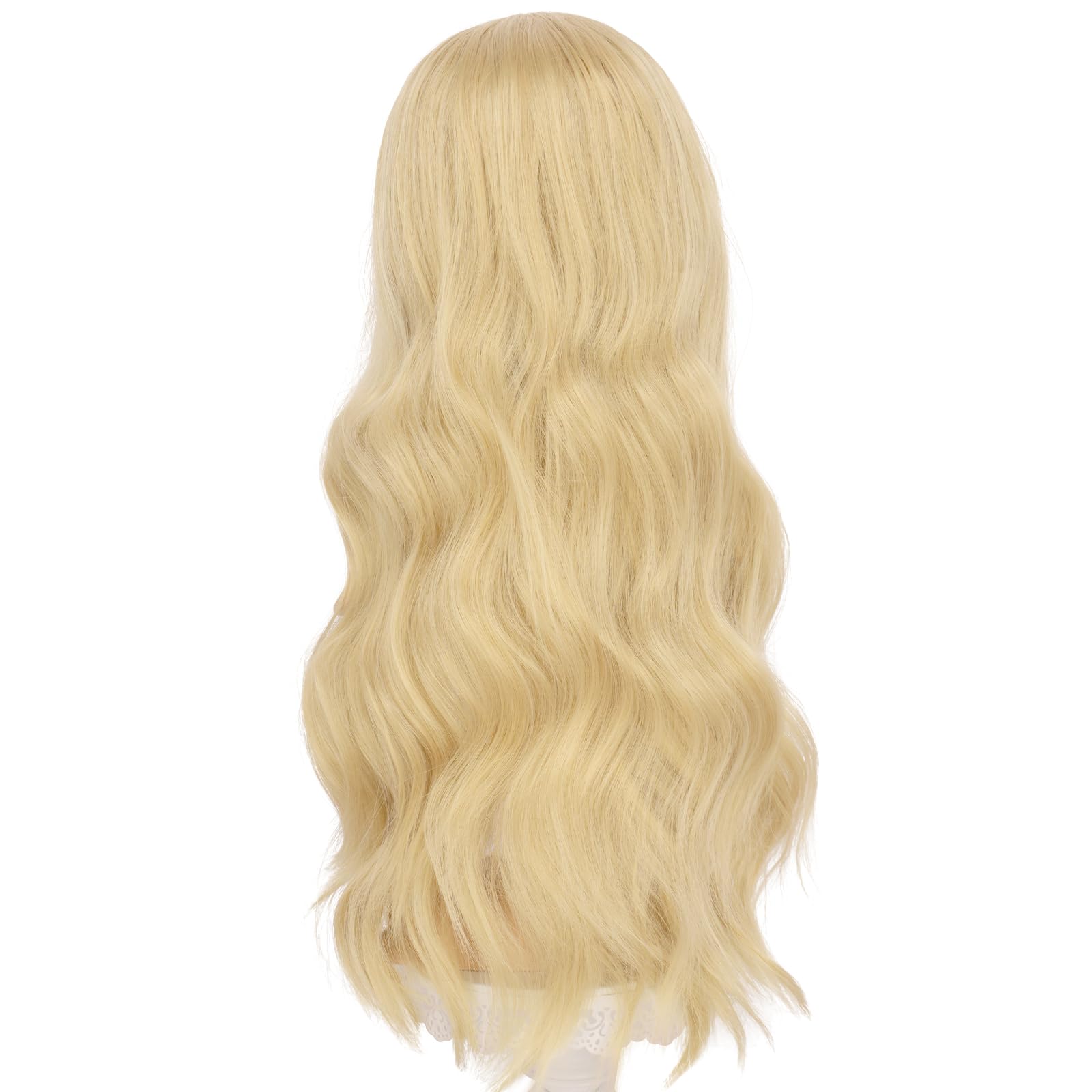 Feshfen Long Blonde Wigs For Women 22 Inch Blonde Long Wavy Full Wig Middle Parting Wigs Natural Looking Synthetic Wig For Daily