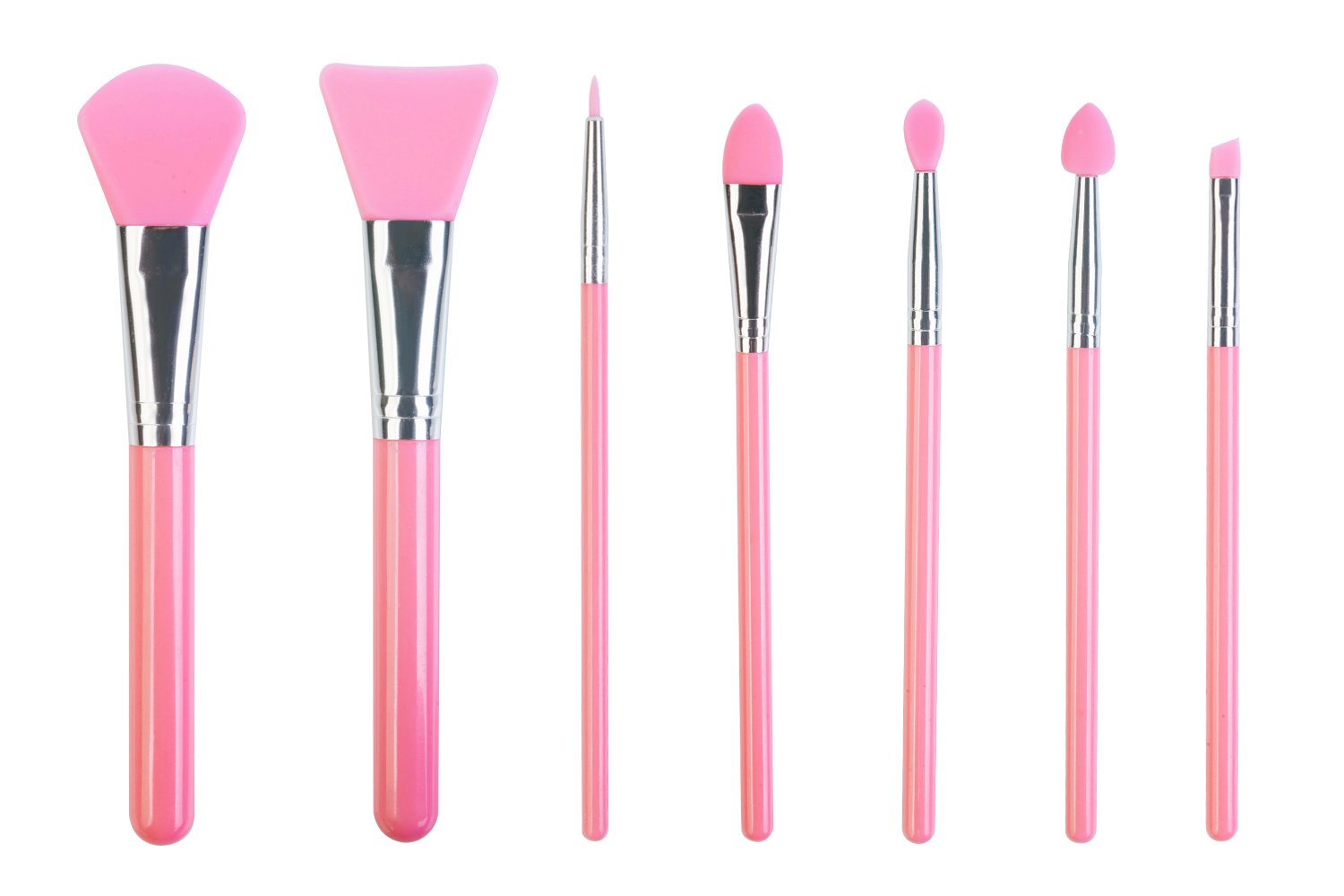LORMAY 7 Pcs Silicone Brush applicator kit for UV Resin Epoxy Art Crafting and Cream Makeup Products (Pink)