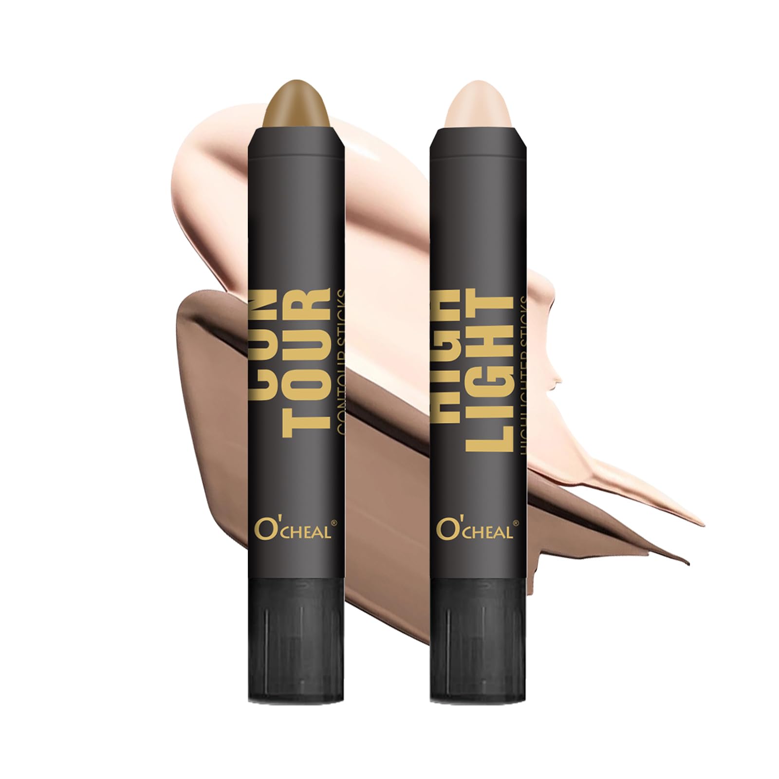 OCHEAL Cream Contour Sticks, 2 Pcs, Highlighter and Bronzer Stick
