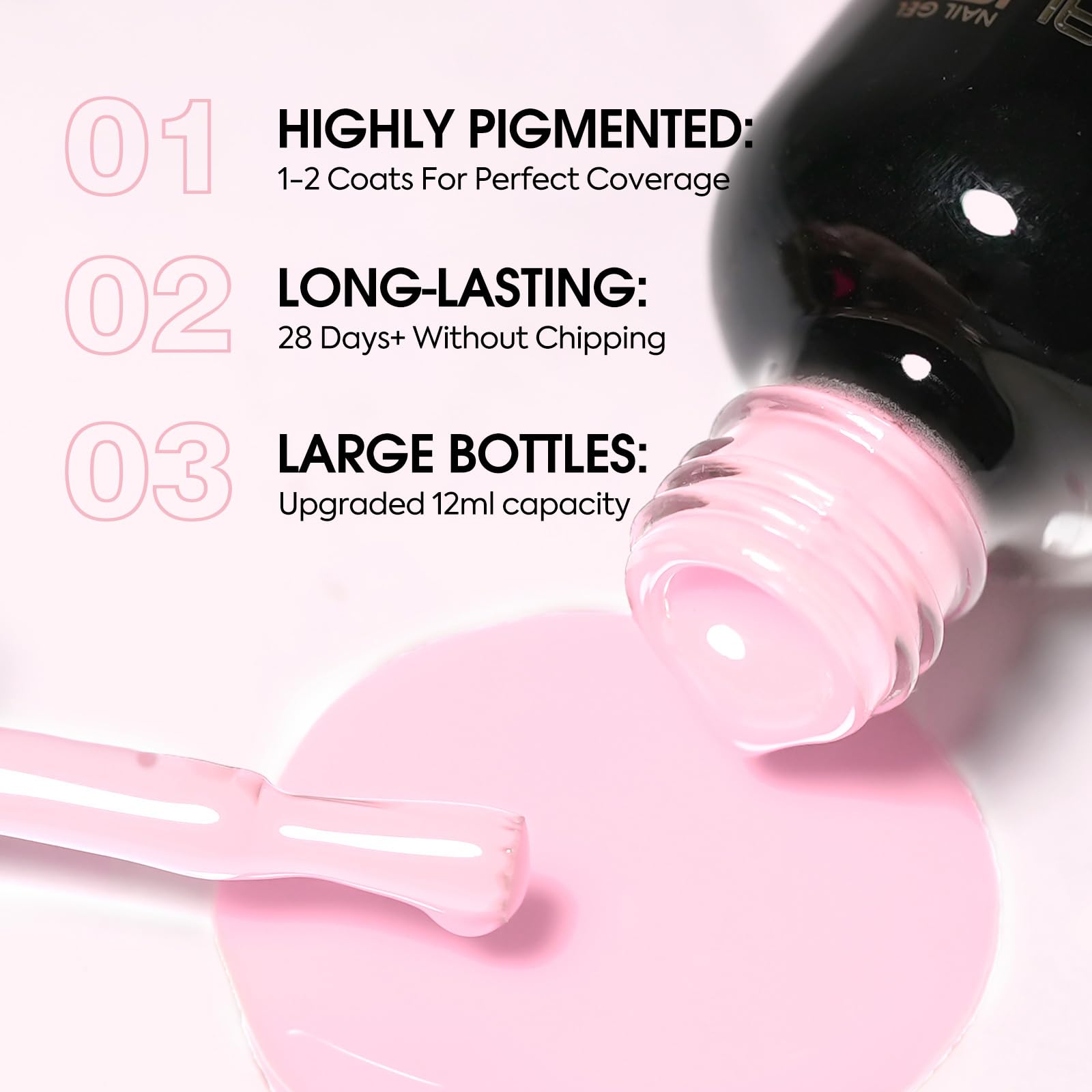 VENALISA Pink Gel Nail Polish 1 Pcs 12ml Light Pink Color Gel Polish Soak Off UV Salon Manicure DIY at Home Nail Art For Girls W