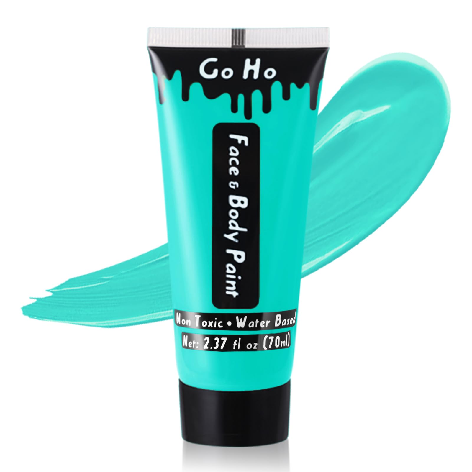 Go Ho Teal Face Body Paint Washable(2.37 Oz),Water Based Cream Teal Face Paint,Teal Body Paint For Sfx Cosplay Costumes Festival