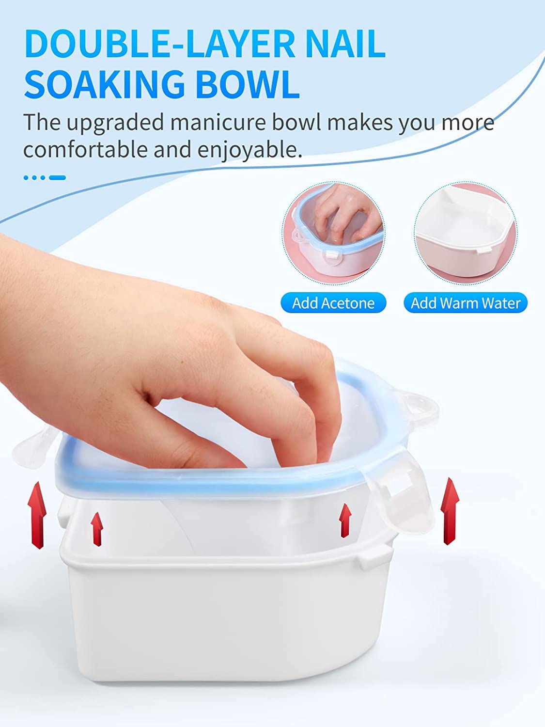 Nail Soaking Bowl, Soak Off Gel Polish Dip Powder Remover Manicure Bowl With Triangle Cuticle Peeler And Stainless Steel Cuticle