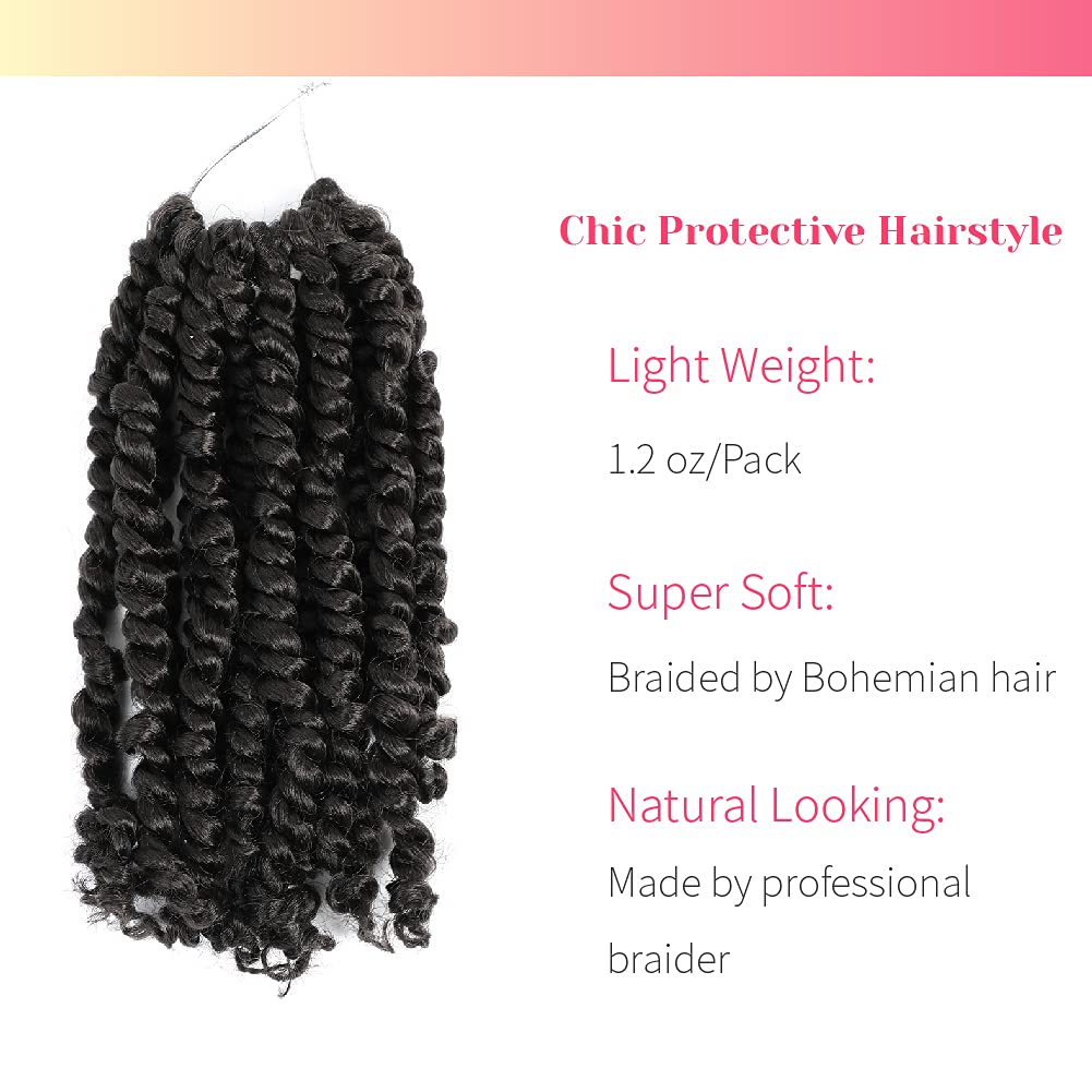 The BOHOBABE Pre-twisted Passion Twist Crochet Hair 8 Inch Short Pre-looped Crochet Passion Twist Braiding Hair 8 Packs (1#) 1#(