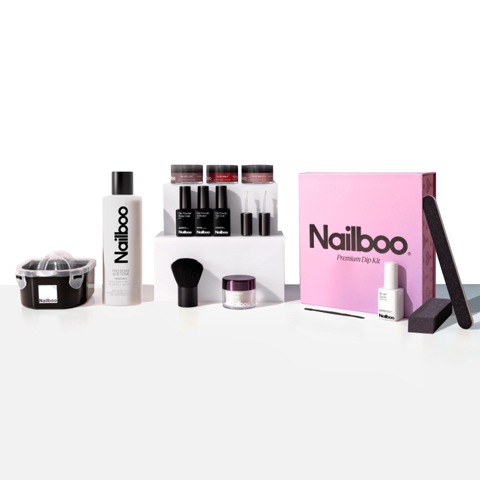 Nailboo Dip Powder Nail Kit - Includes 3 Custom Made Dip Powders, Gel Base Coat, Activator, Top Coat, Pro Tools for Salon-Qualit