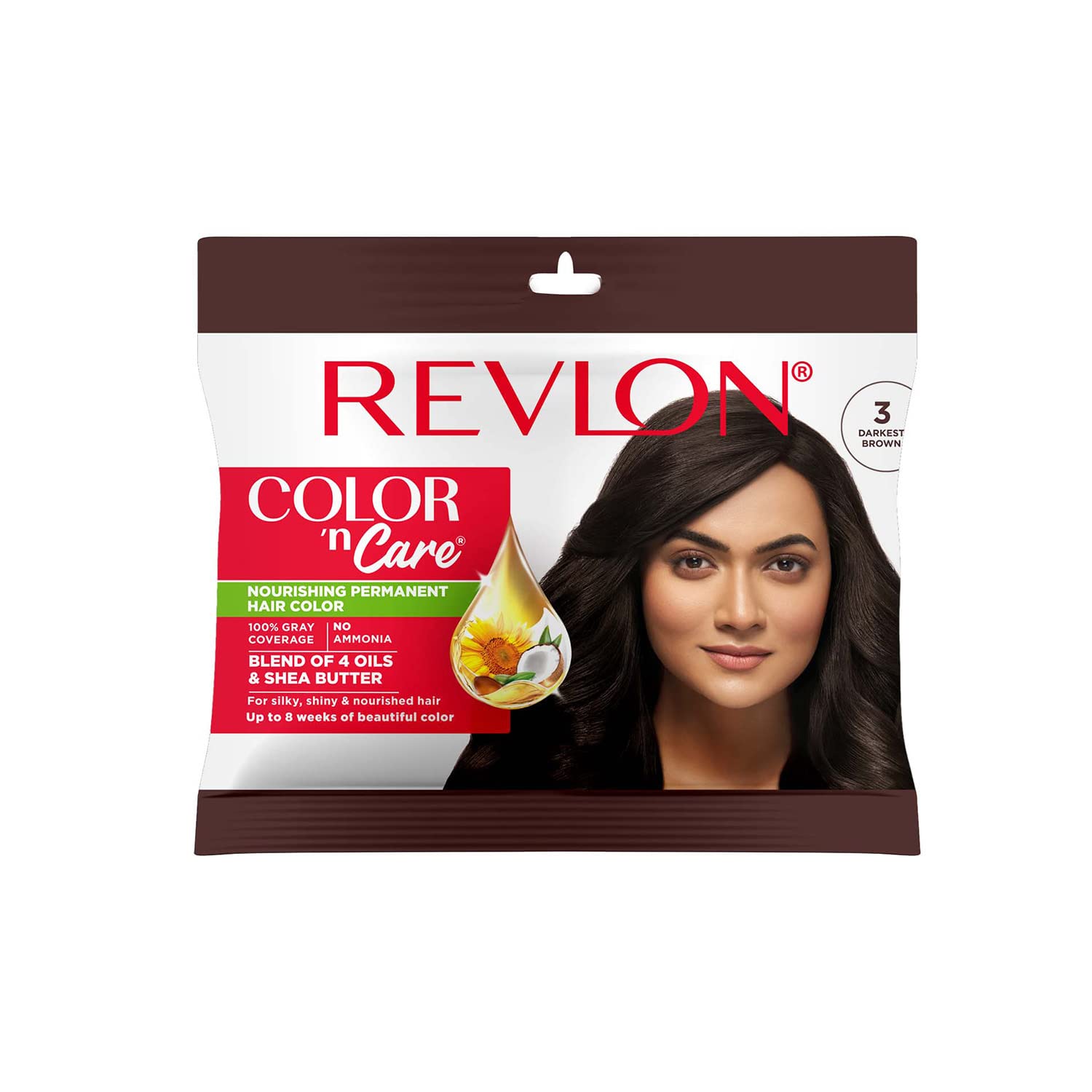 Revlon Color N Care Permanent Hair Color For Women 3 Darkest Brown | Blend Of 4 OilS & Shea Butter| For Silky, Shiny & Nouris