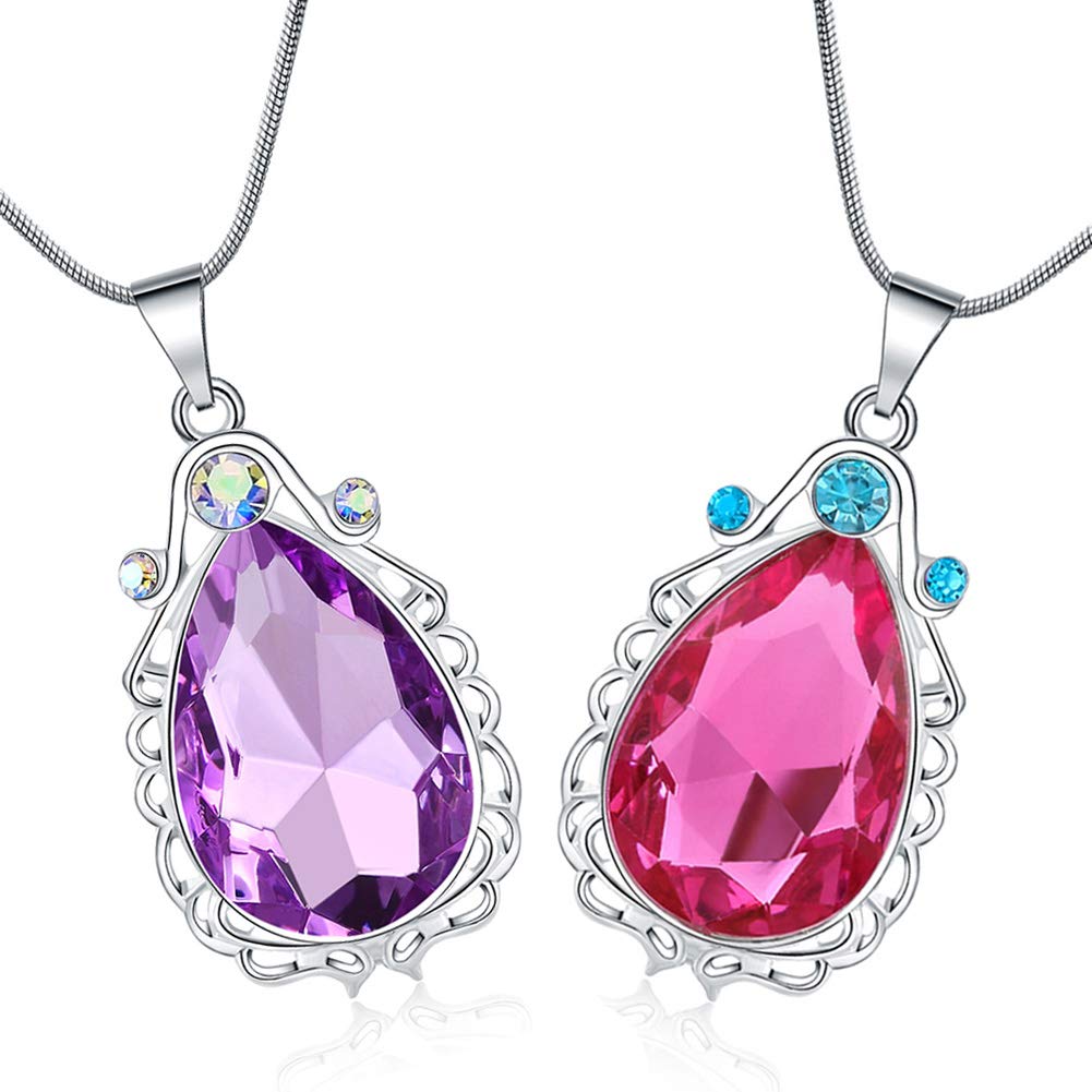 Vinjewelry Sofia the First & Elena Princess Necklace Set - Silver Alloy Teardrop Jewelry Gift for Girls, Model C2I_INV_B07GQWXPZV