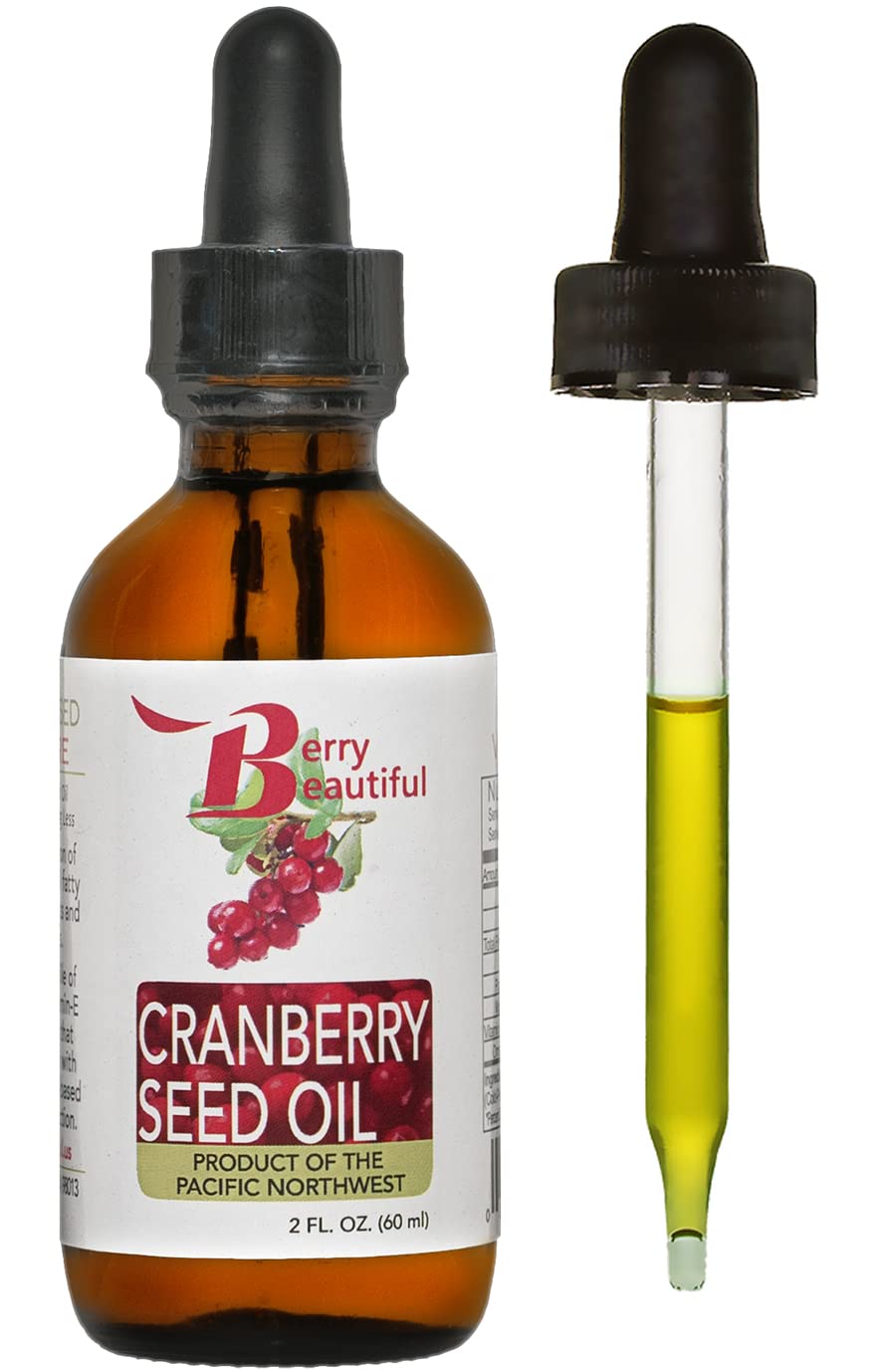 Berry Beautiful Cranberry Seed Oil - 2 fl oz - Cold-Pressed from US Grown Cranberries - Moisturizing for Face, Body & Hair