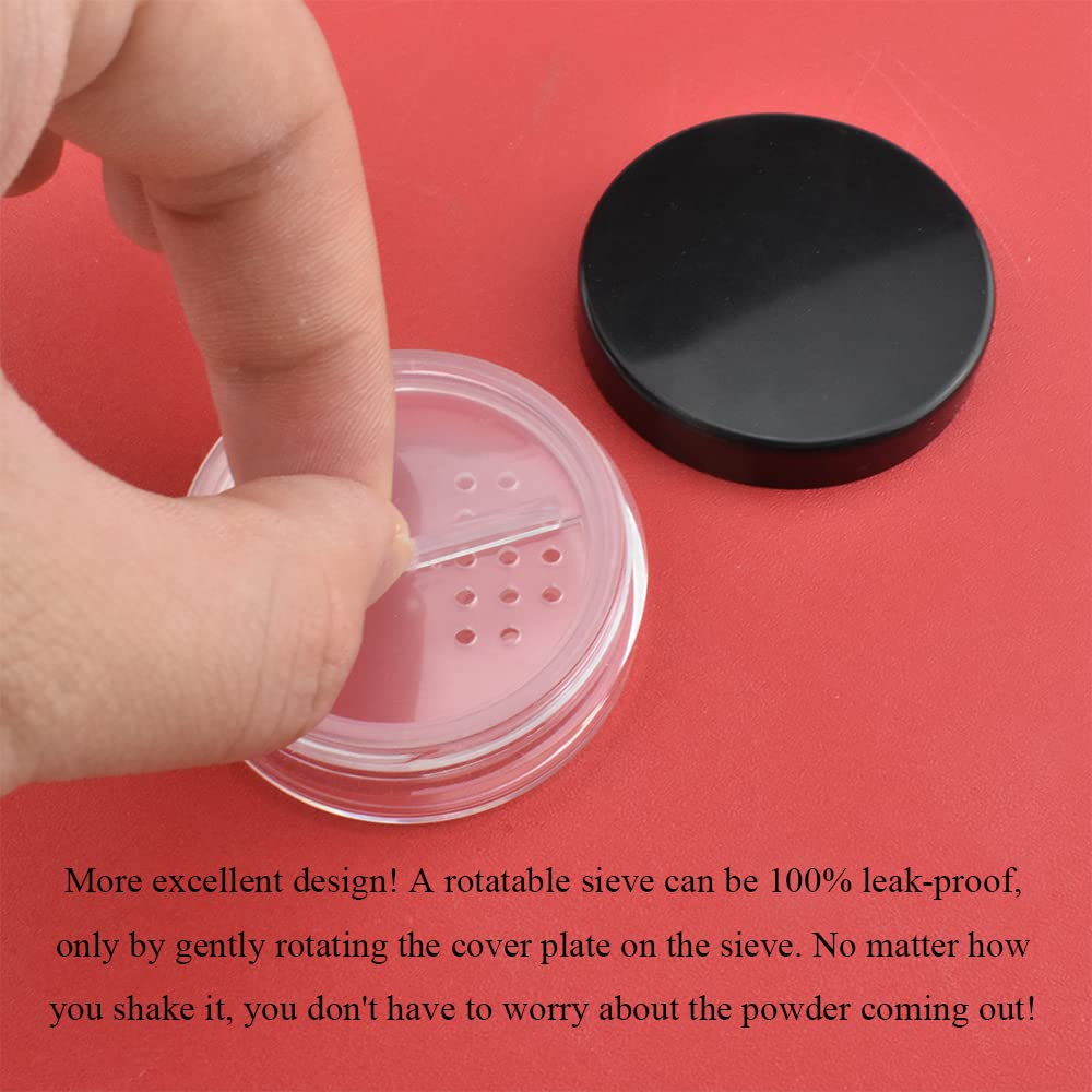Hahiyo 4Pcs 10Ml/0.34Oz Plastic Empty Travel Powder Container Small Loose Powder Compact Case Makeup Cosmetic Jar Refillable Pow