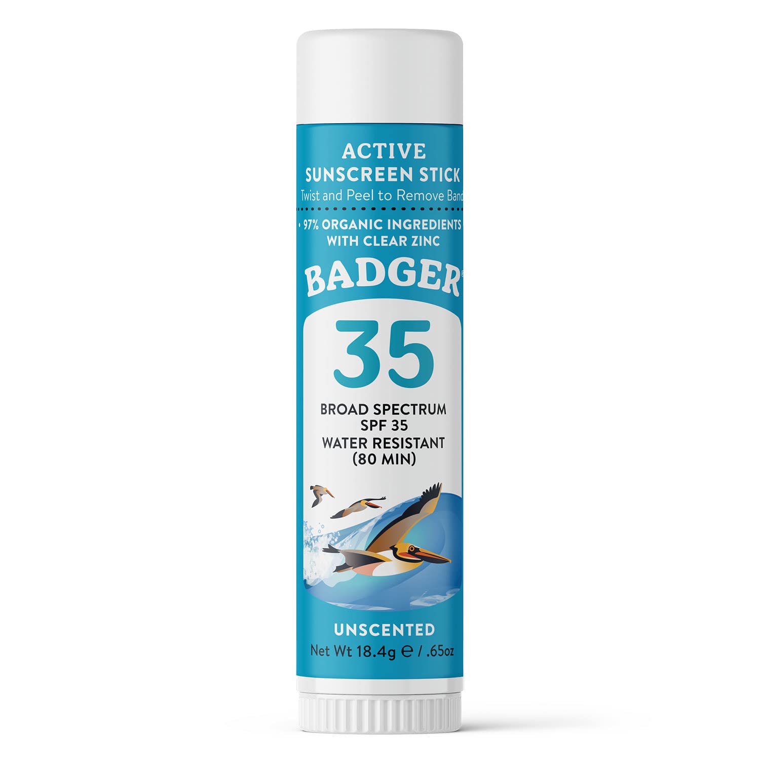 Badger Face Sunscreen Stick Spf 35 With Mineral Zinc Oxide, Travel Size Sunscreen, 97% Organic Ingredients, Reef Friendly Spf St