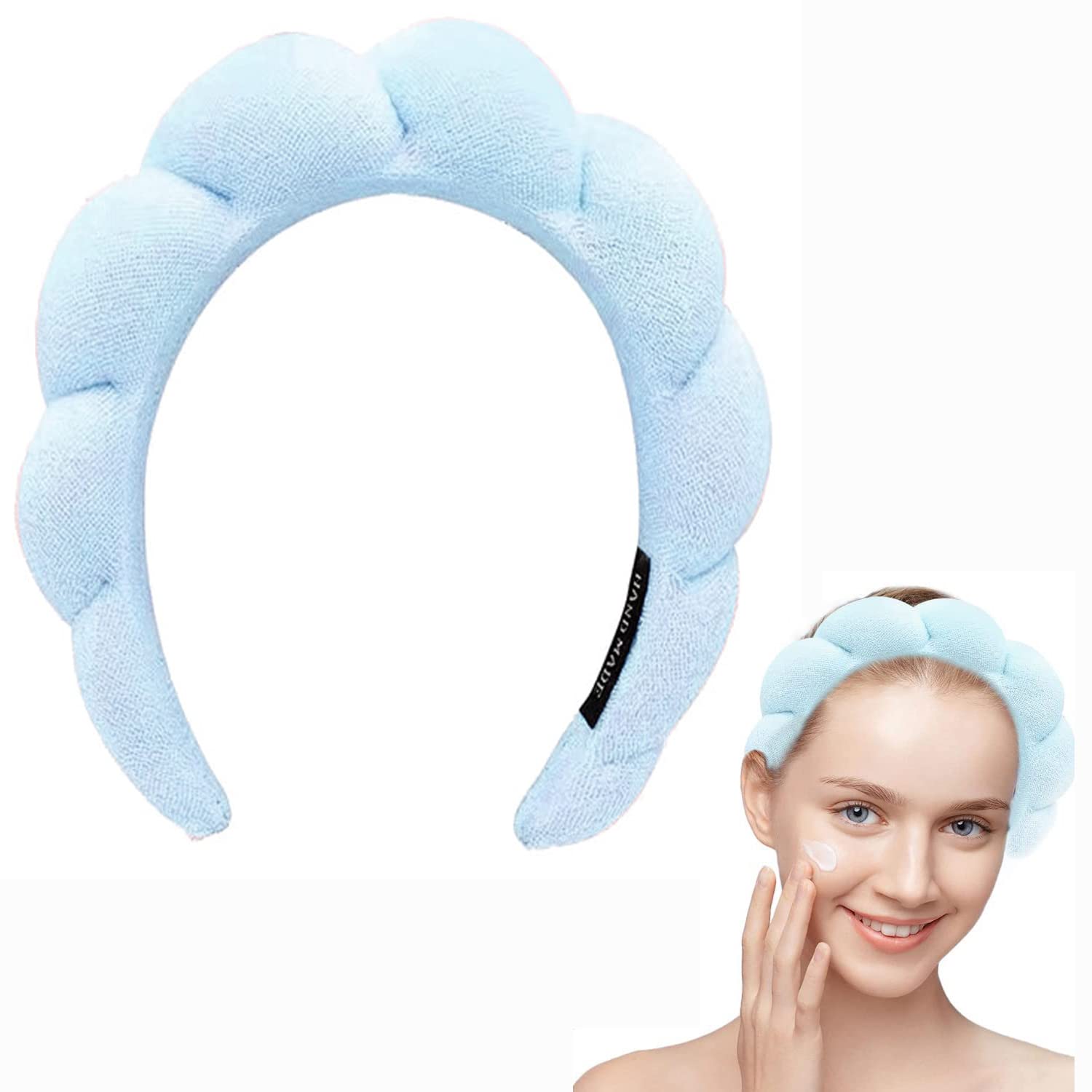 Wfwj Headband For Spa, Makeup Removal, Shower, And Skincare - Sponge Makeup Headband (Blue)