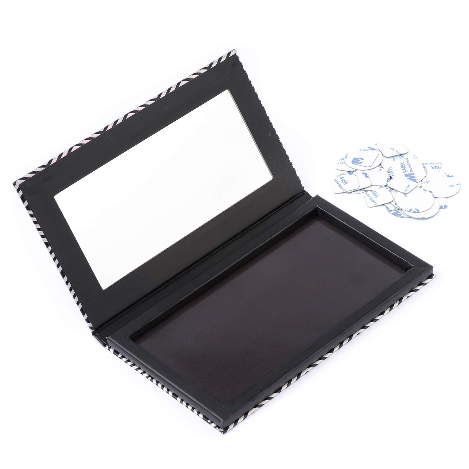 Allwon Magnetic Palette Black Empty Makeup Palette With Mirror And 20Pcs Adhesive Empty Palette Metal Stickers For Eyeshadow Lip