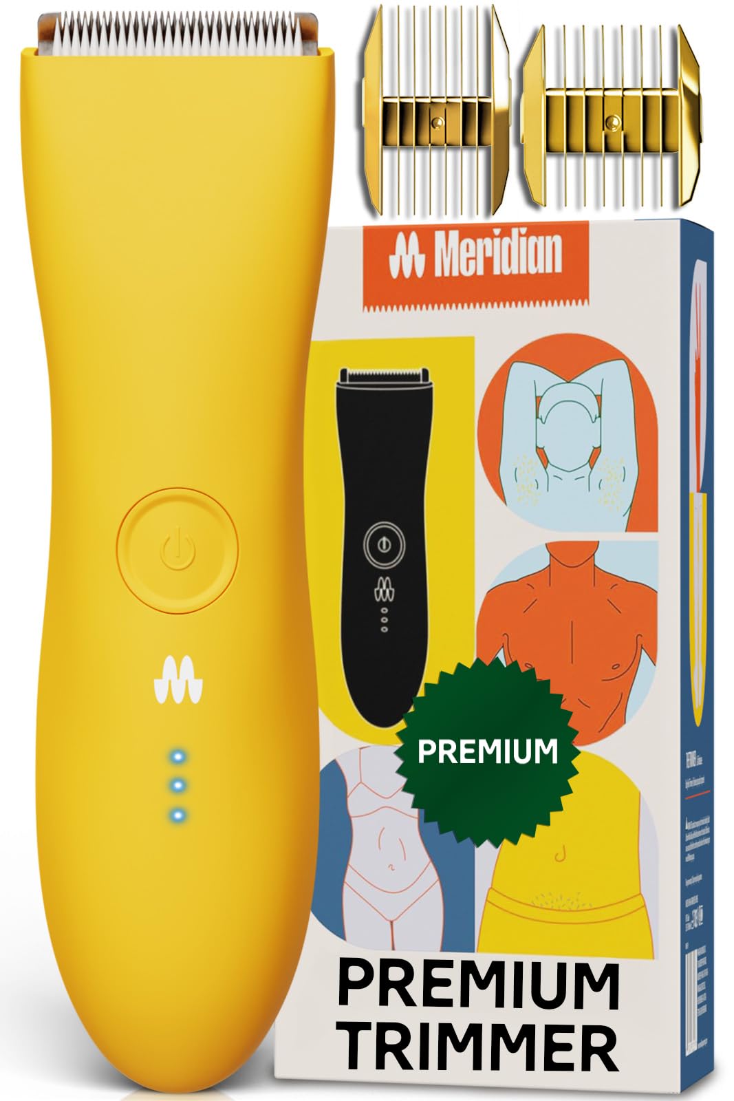 MERIDIAN Premium Trimmer for Men and Women, USB C Charging, Travel Lock, 6 Colors Available, Solar