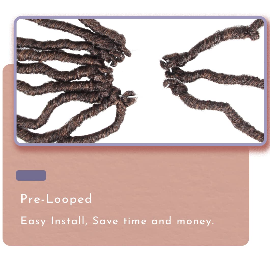 BOHOBABE 14 Inch New Faux Locs With Curly End 6 Packs Soft Locs Crochet Hair Short Natural Crochet Braids (6Packs,T30)