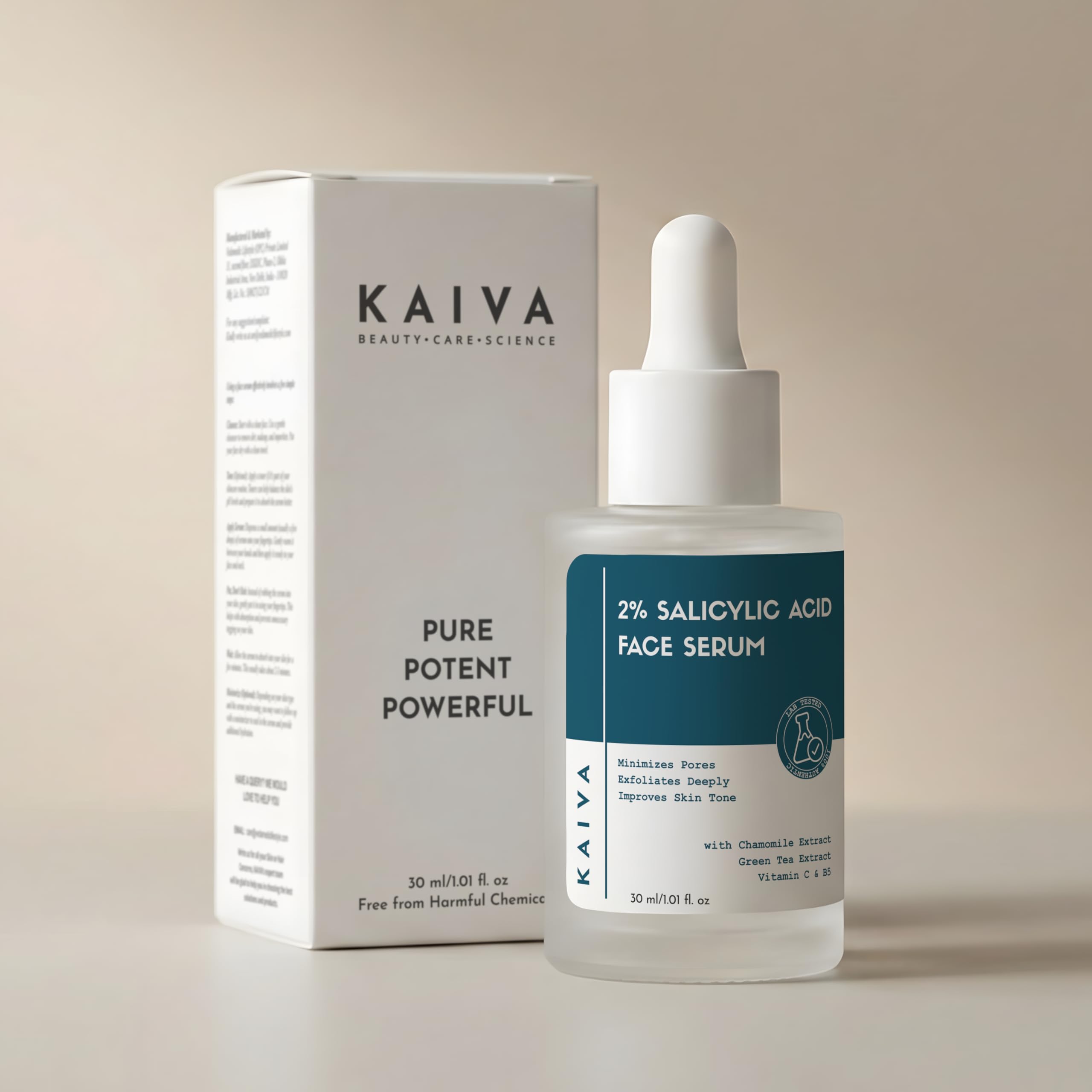 Kaiva 2% Salicylic Acid Face Serum For Acne, Vitamin C Serum For Oily Skin With Kojic Acid, Niacinamide & Glycolic Acid, Serum F
