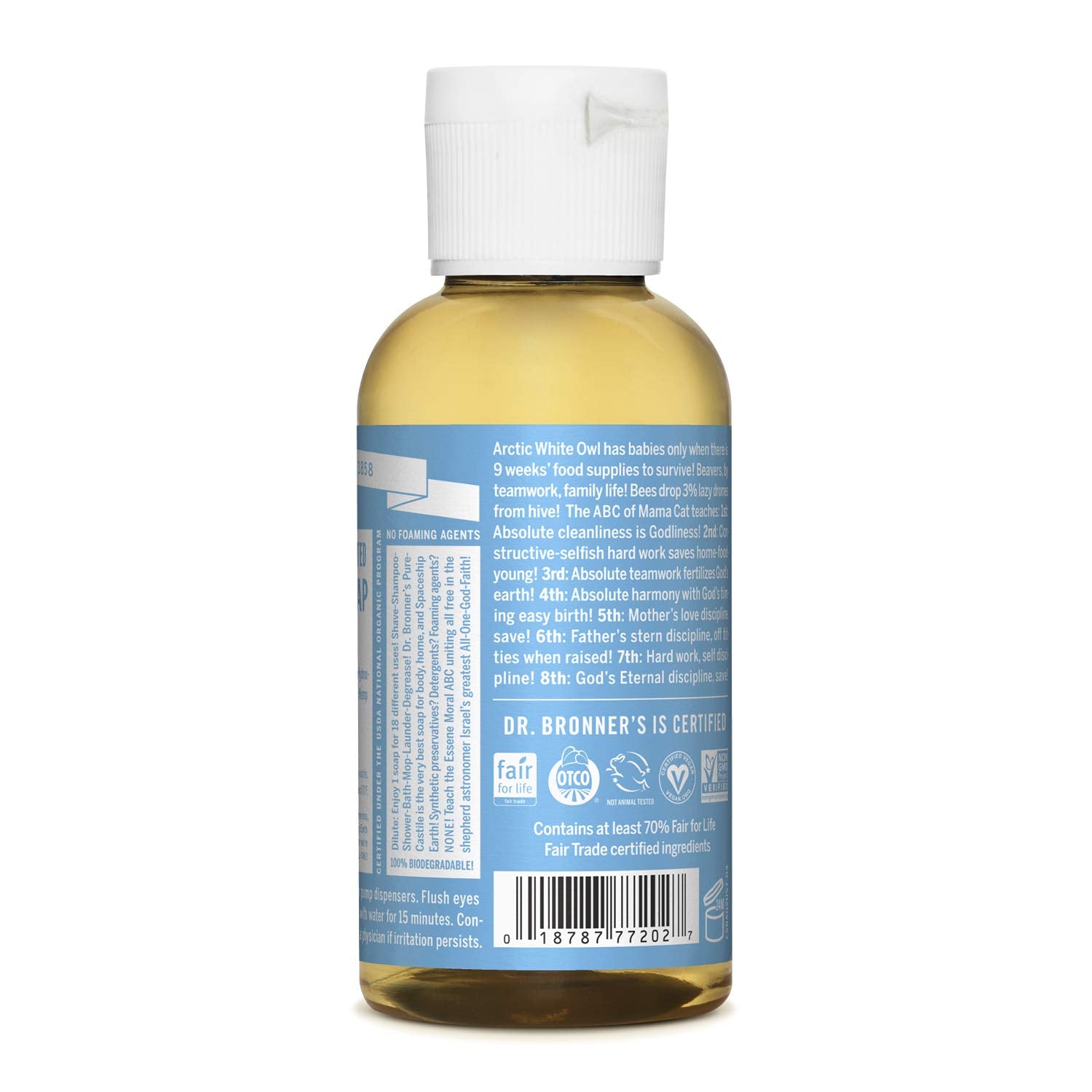 Dr. Bronners - Pure-Castile Liquid Soap (Baby Unscented, Travel Size, 2 Ounce) - Made With Organic Oils, 18-In-1 Uses: Face, Bod