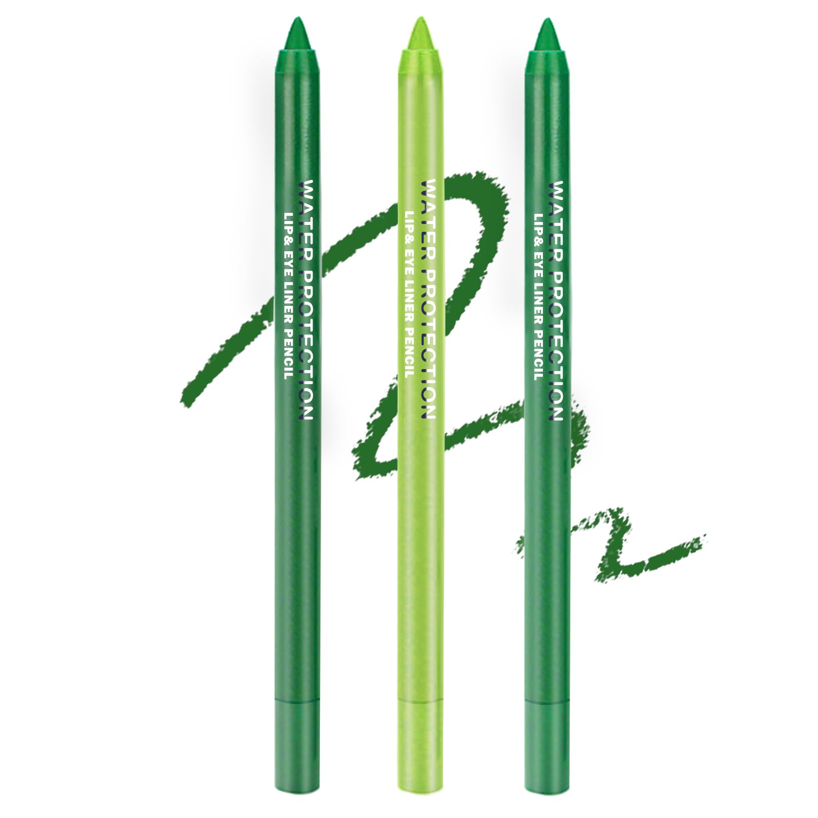 ZHISHUDL 3PCS Green Eyeliner Pencil Set Colorful Eyeliner Metallic Glitter Eyeliner Pen,Shimmer Eye Shadow Pencil Professional E
