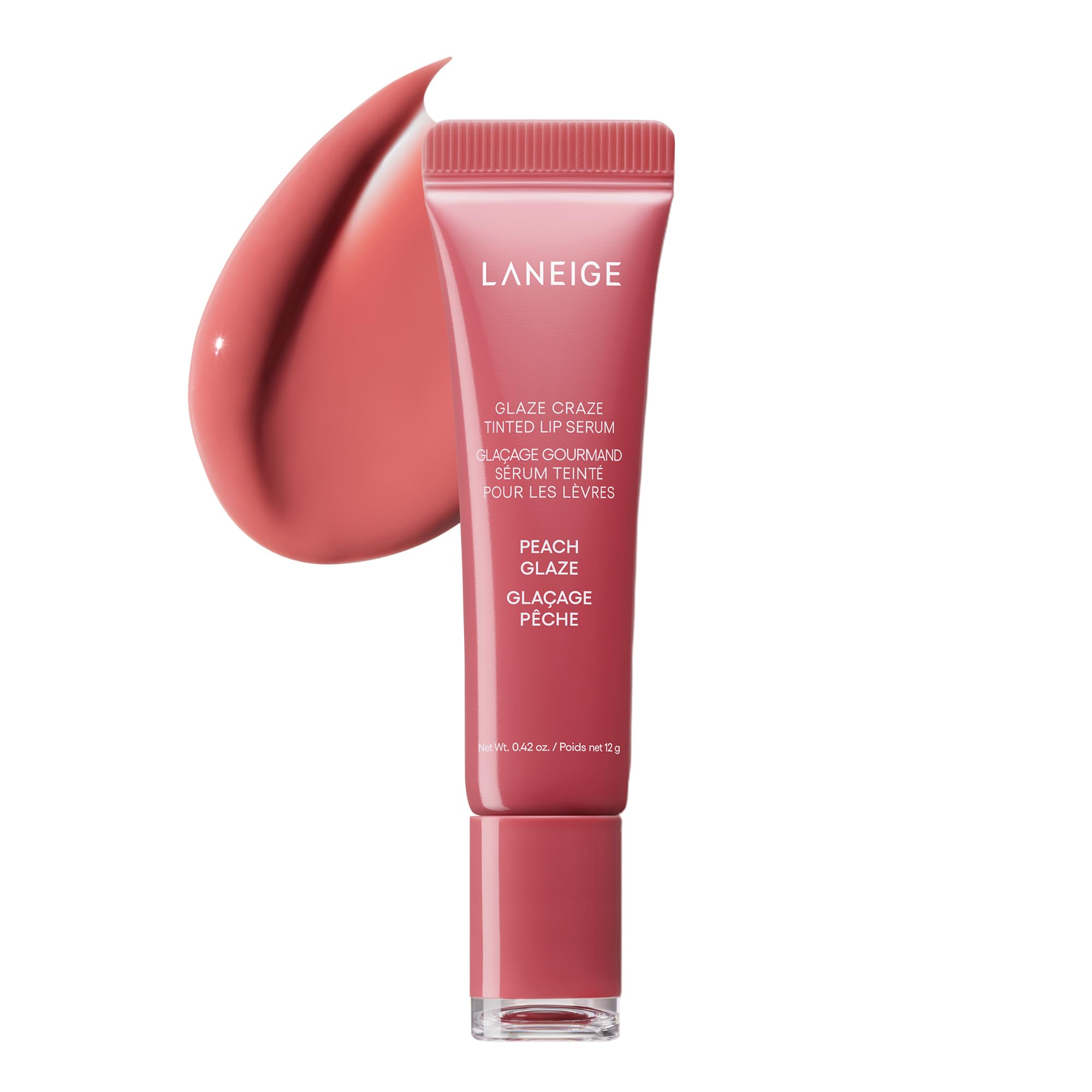 LANEIGE Glaze Craze Tinted Lip Serum Peach Glaze: Plumping, Nourishing Hydration with Polypeptide