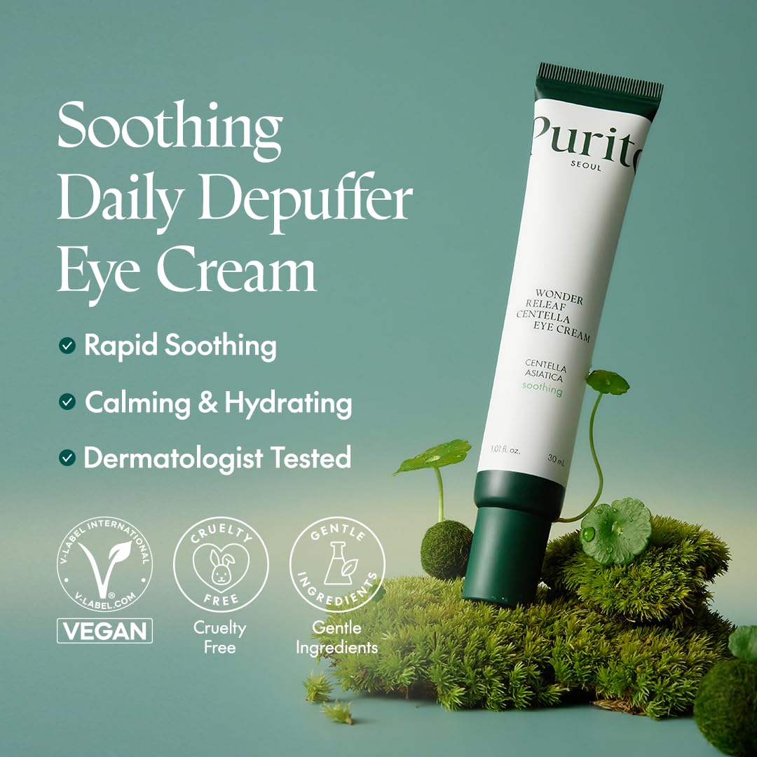 Purito Centella Eye Cream, Korean Centella, For Sensitive Skin, Soothing, Facial Eye Cream For Face, Dark Circles, Wrinkles, Puf
