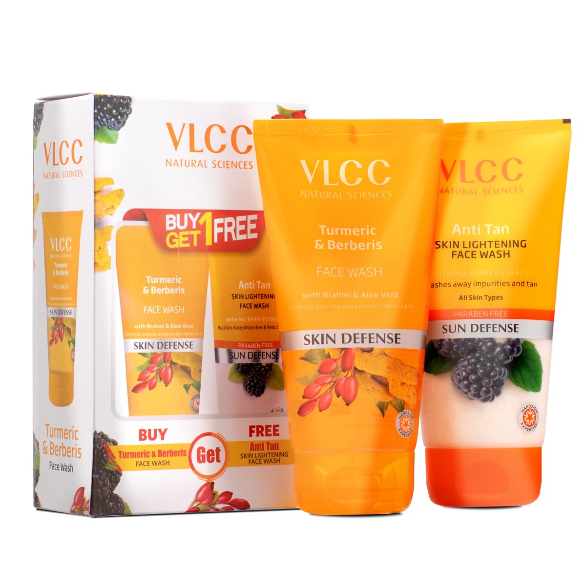 Vlcc Turmeric & Berberis Face Wash + Anti Tan Skin Lightening Face Wash -150Ml X 2 - - With Turmeric & Berberis, Mulberry Extrac