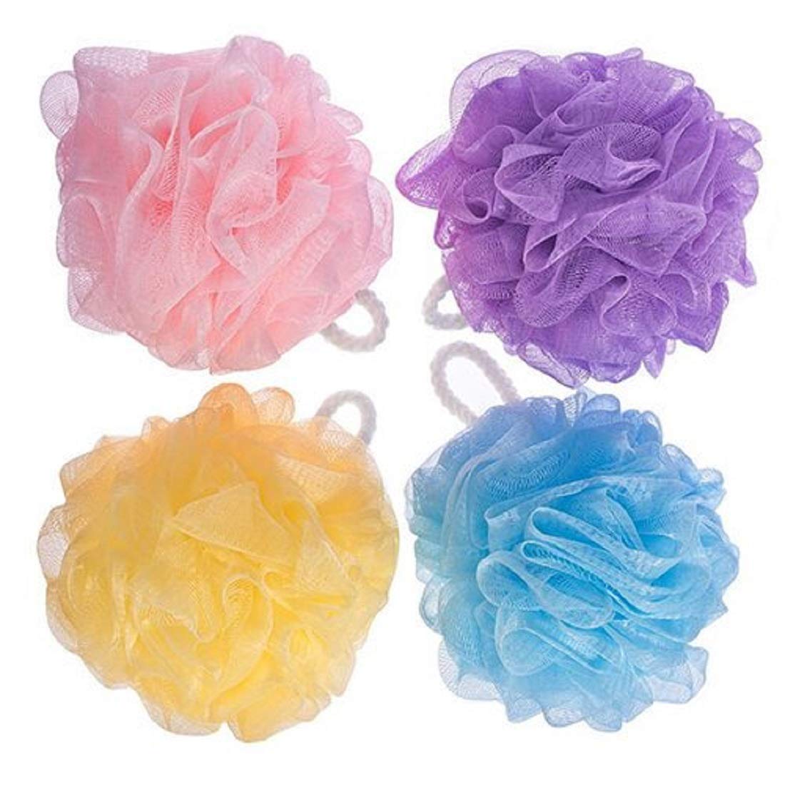 Boldnyoung Mesh Shower Sponges Exfoliation Body Puff Bath Scrubbers, Multicolour (Pack Of 4)