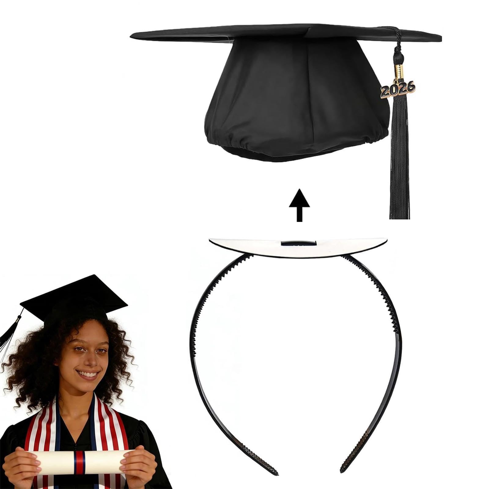ZEYER Graduation Cap Headband Stabilizer Headband - Anti Slip Hair Band for Women, Hat Accessories for Graduates & Students