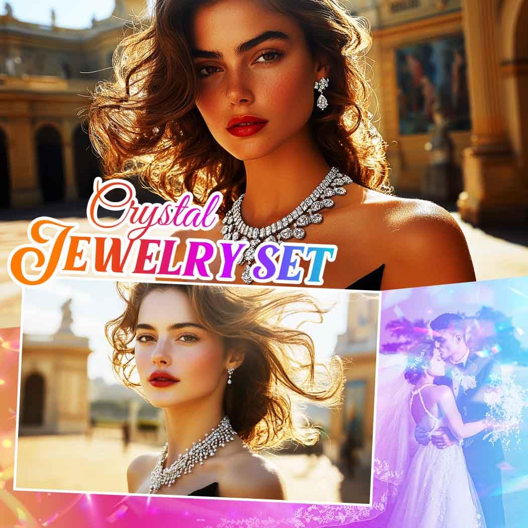 Unicra Gold Rhinestone Bridal Wedding Jewelry Set Crystal Necklace Earrings Sets Formal Prom Costume Jewelry Sets for Women and