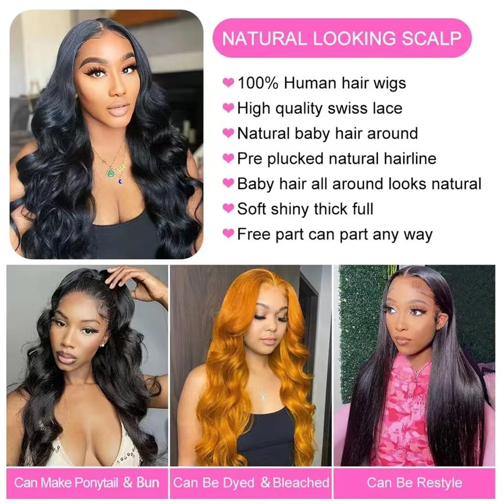 Stogedest Body Wave Lace Front Wigs Human Hair 24 Inch 13X4 Hd Transparent Lace Frontal Human Hair Wigs 12A Glueless Wigs Human