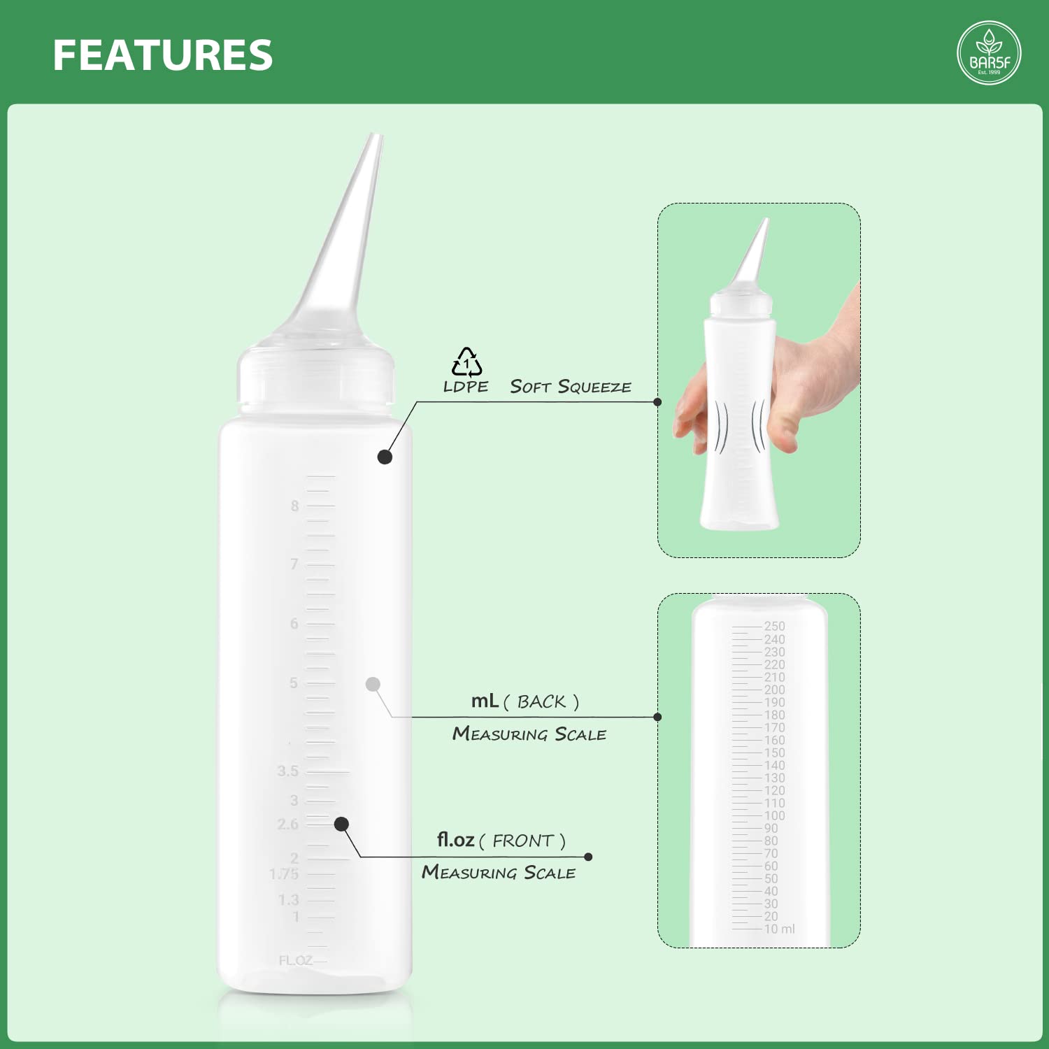Bar5F Applicator Bottle With Angled Tip 8.5 Ounce (Pack Of 3)