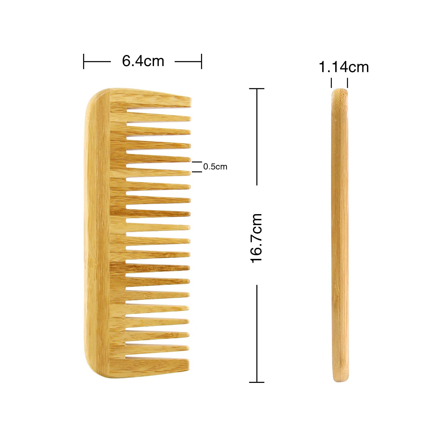 Moyretty 2 Pieces Bamboo Hair Comb Wide Tooth Brush Handmade Of Natural Bamboo Wood Anti-Static For Detangling And Styling Wet O