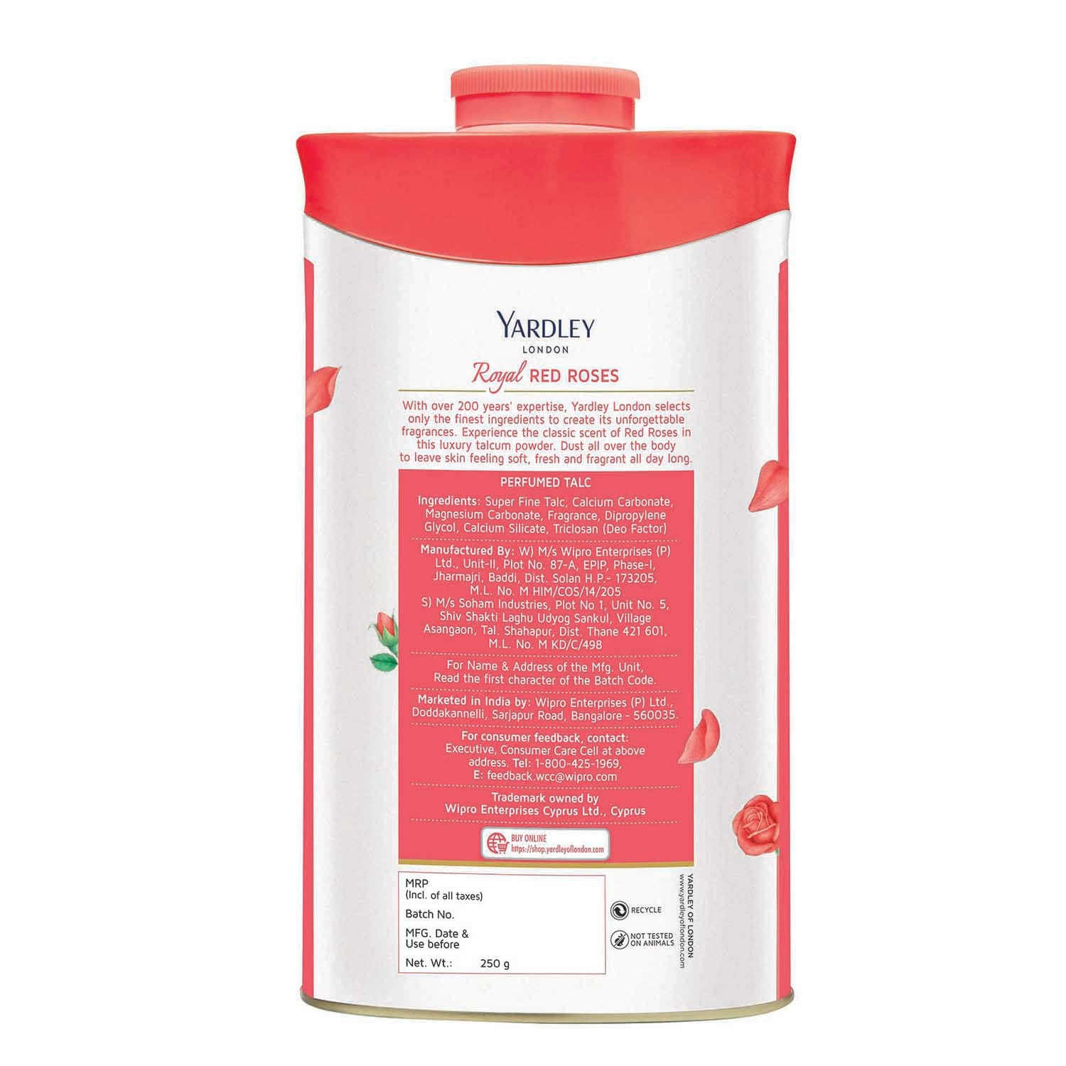 Yardley Red Rose Perfumed Talc 250 G