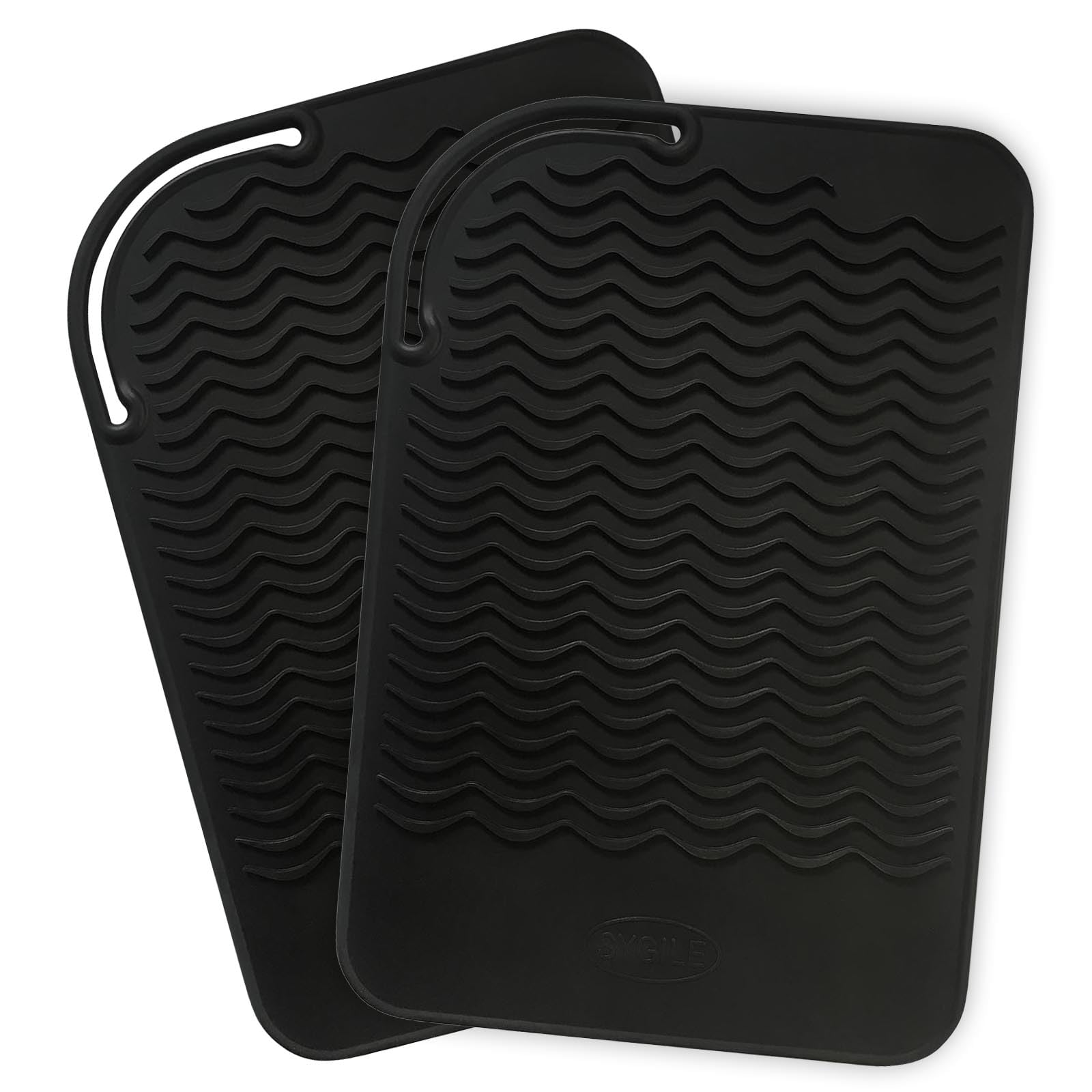 Sygile Pack of 2 11 X 7.5 Large Silicone Heat Resistant Travel Mat for Hair Straighteners, Curling Irons, Flat Irons, Hair Dryer