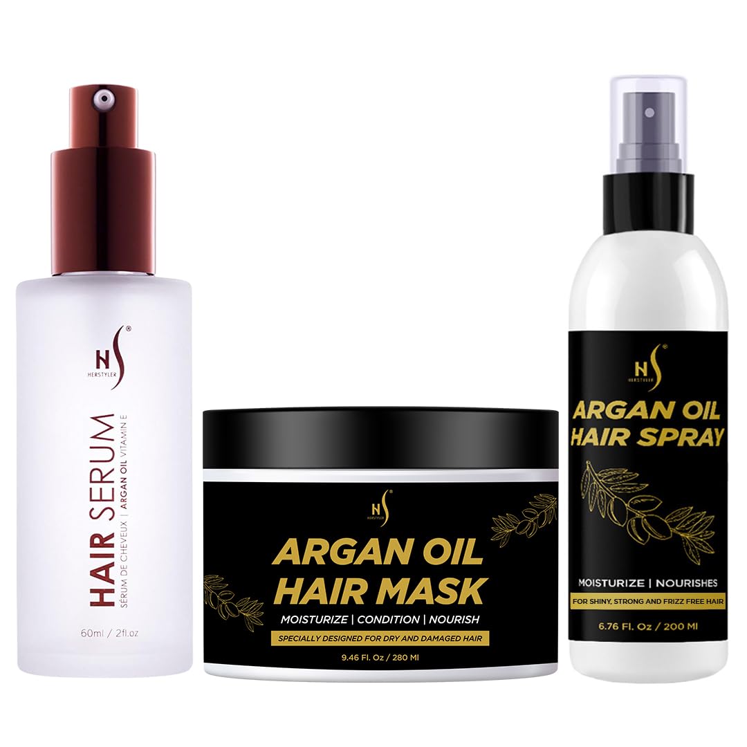 HerStyler Argan Oil Hair Care Set  Hair Serum, Hair Mask & Shine Spray