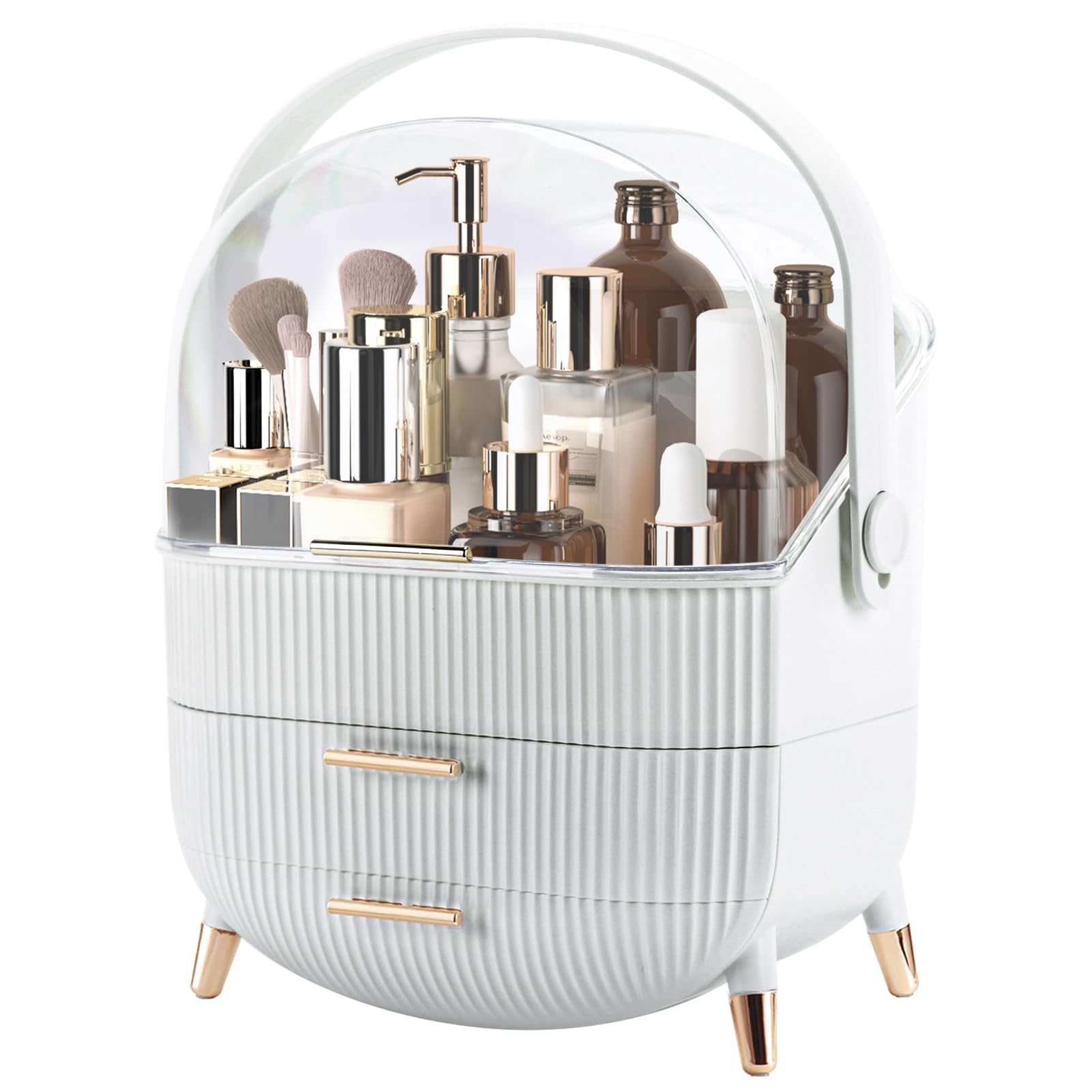 Make Up Organizers And Storage For Vanity, Cosmetics Skincare Organizers With Lid And Drawers, Cosmetic Display Cases For Counte