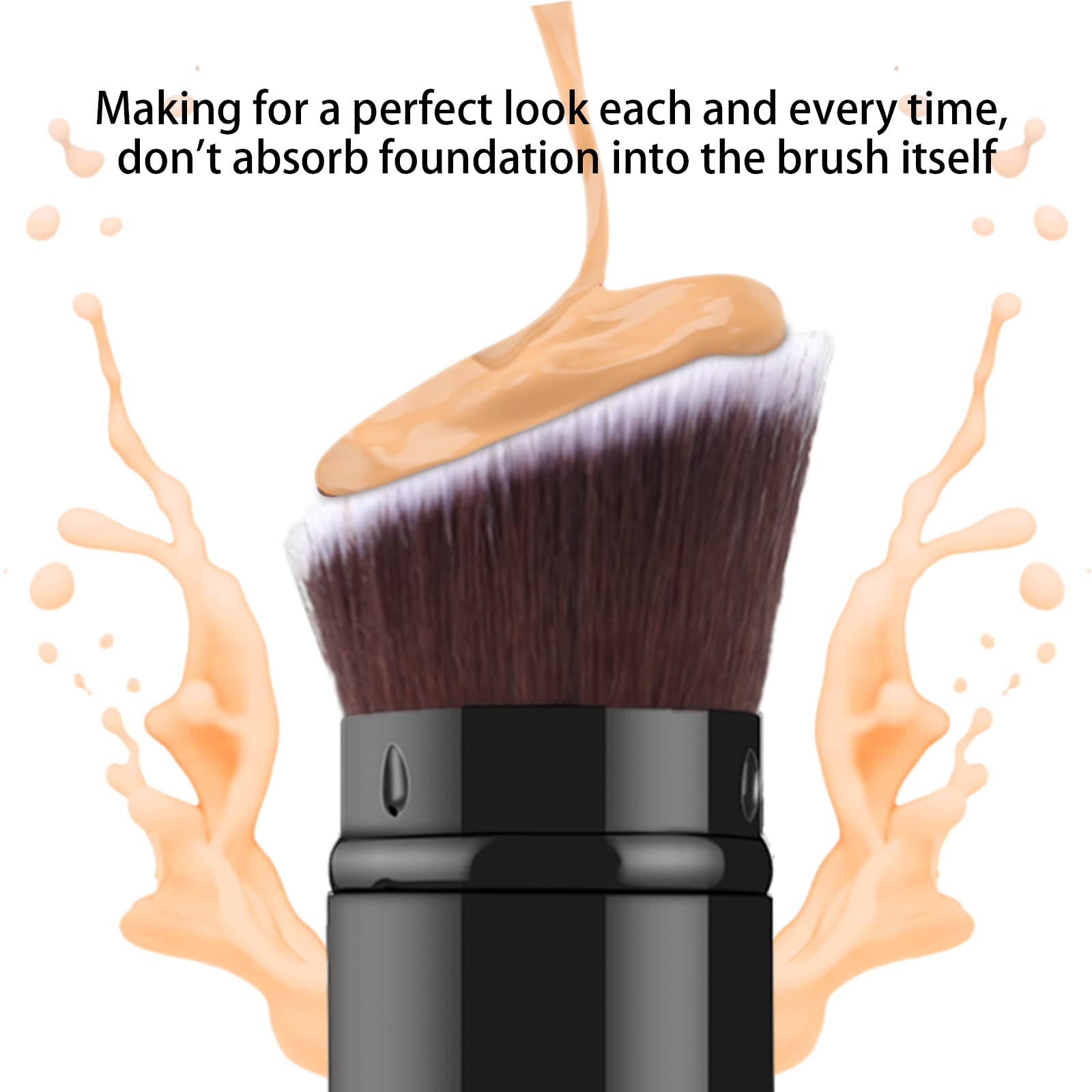Falliny Retractable Foundation Makeup Brushes, Travel Angled Kabuki Powder Brush Liquid Foundation Sunscreen Brush With Cover Pe