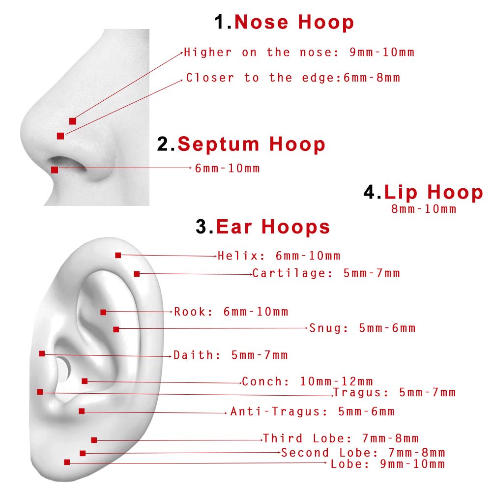 18G Conch Piercing Jewelry CZ Cartilage Earrings Hoop 316L Surgical Steel Nose Hoop 10mm Helix Piercing Jewelry Rook Ring 18 Gau