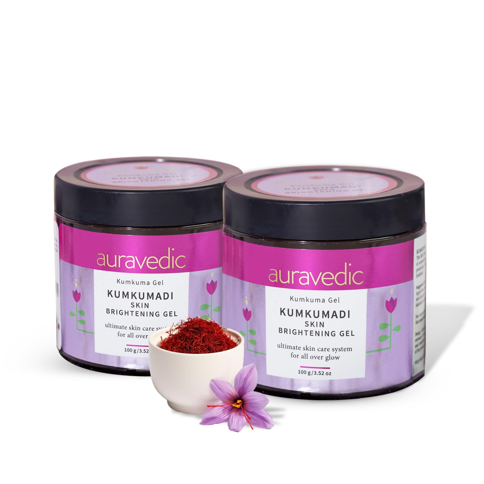 Auravedic Kumkumadi Gel For Brightening & Glow Pack Of 2  Kumkumadi To Purify, Detox, Glow & Renew Face & Skin Beauty Ritual Fo