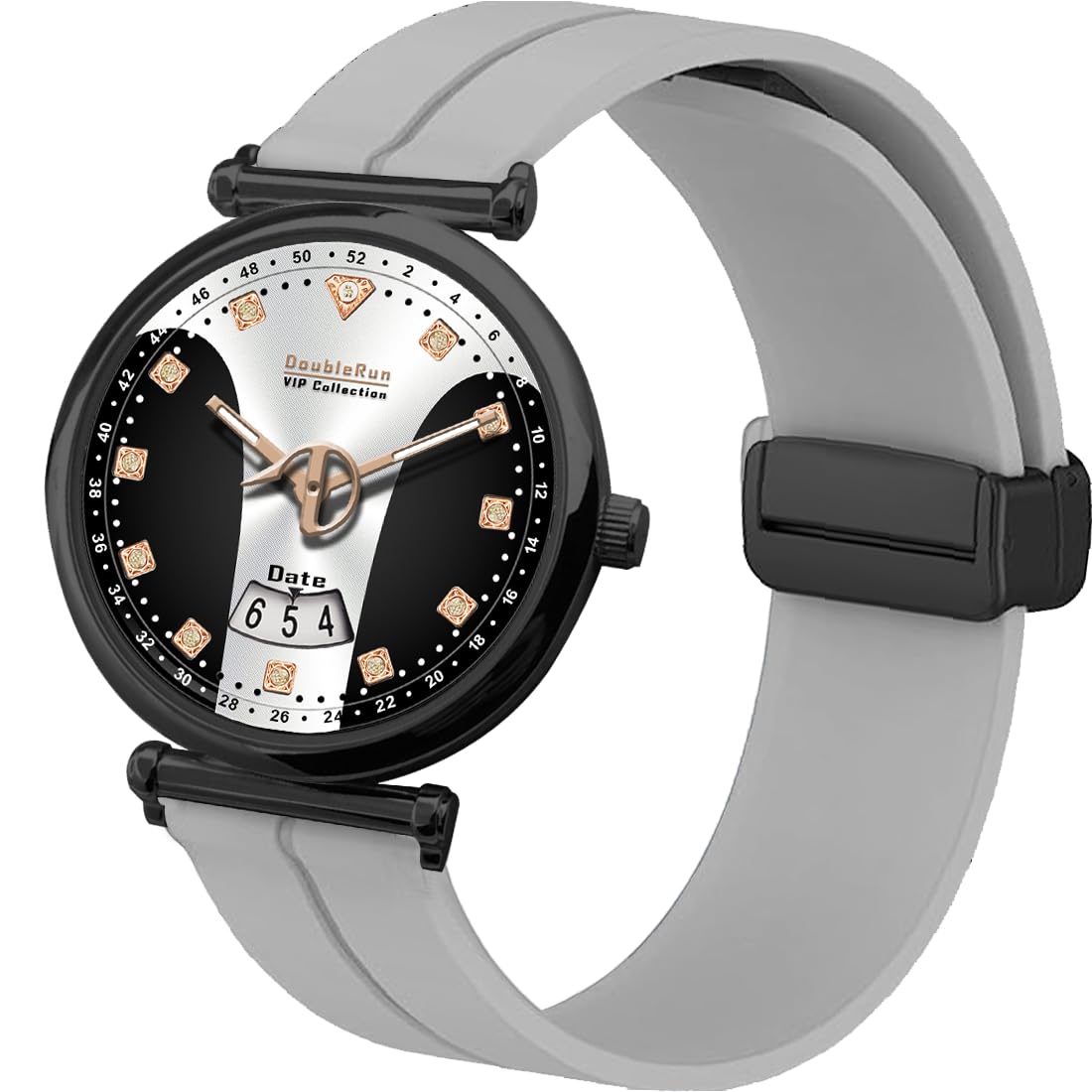 Doublerun Date Function Softest Silicone Magnet Strap Analog Watch For Men & Boys B_23_000