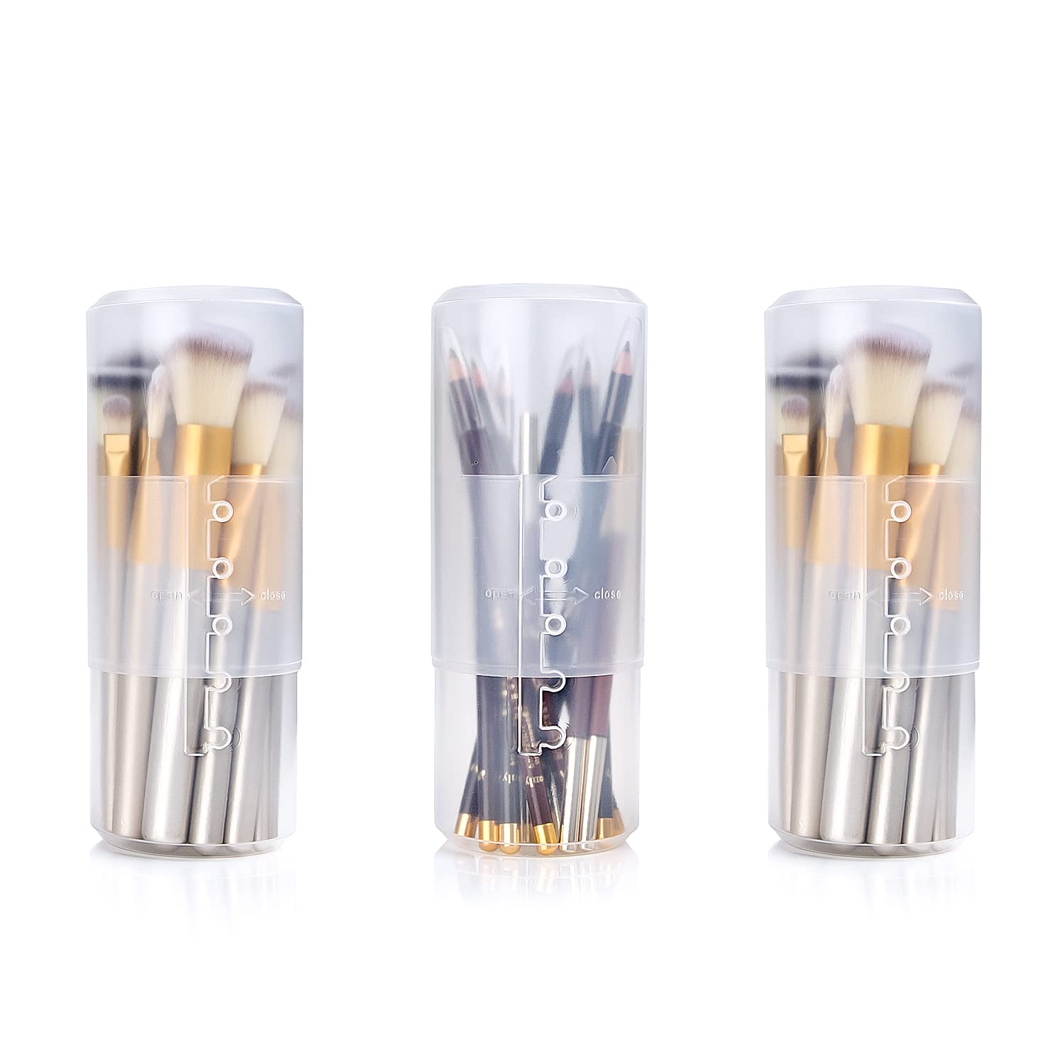 OCHEAL Makeup Brush Holders, 3 Pack of Makeup Brush Organizer Travel Case Retractable Plastic Travel Makeup Brush Holder For Van