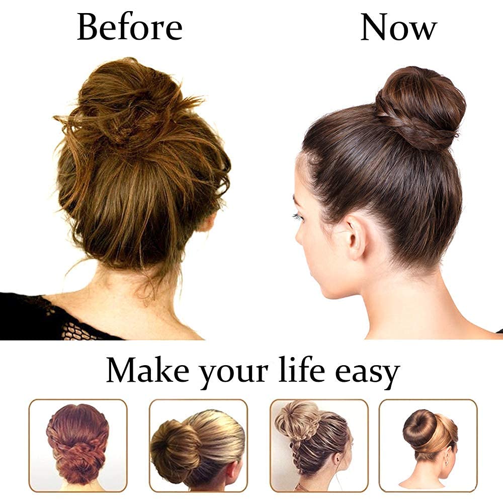 Hair Donut Bun Maker, Ring Style Bun, 2PCS Chignon Hair Medium Doughnut Shaper for Short and Thin Hair (Medium, 3 Inch/Beige)