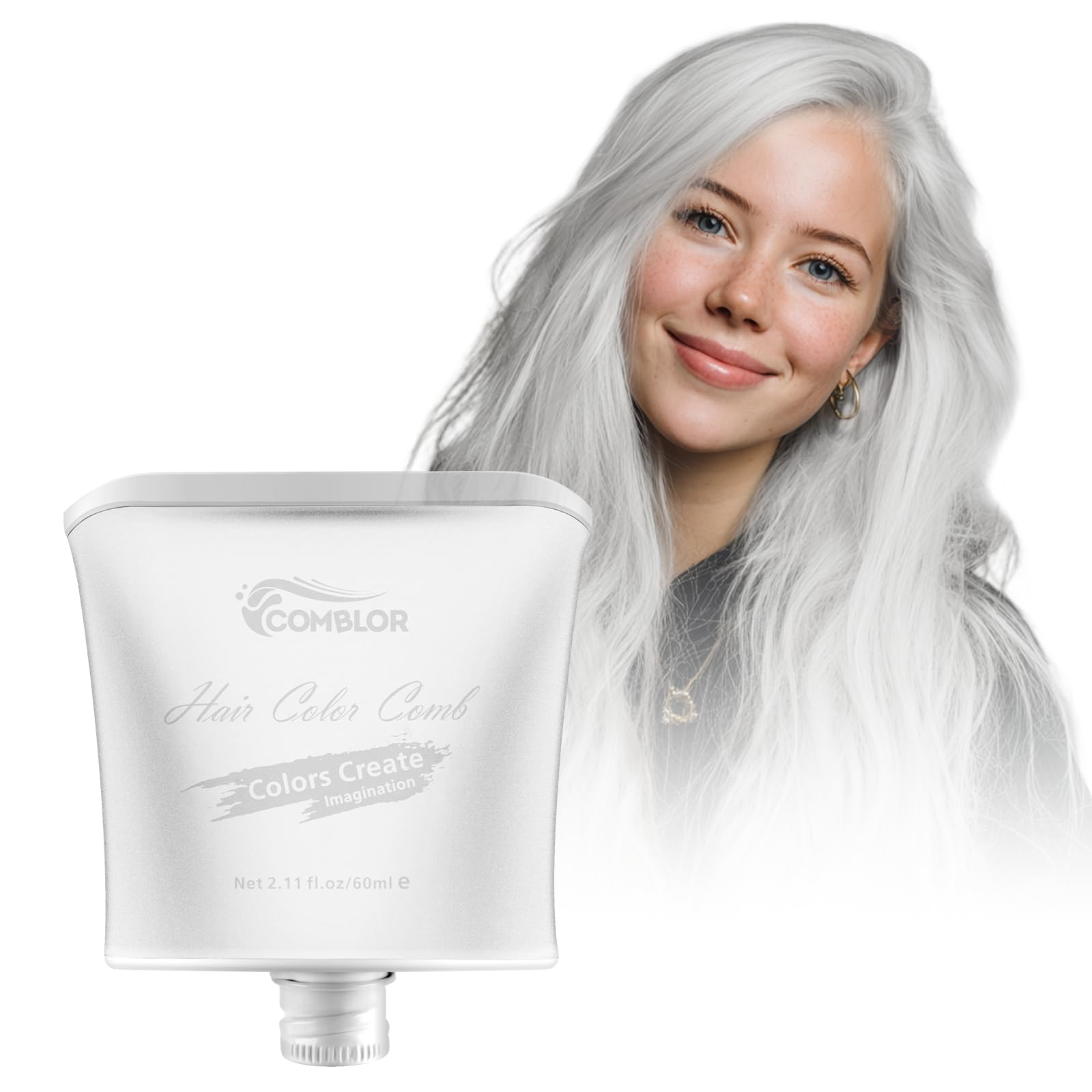 White Temporary Hair Color Wax, 60ml Temporary Hair Dye Wax Mud Clay for Men and Women, Easy Wash Out NonSticky Hair Wax Color 