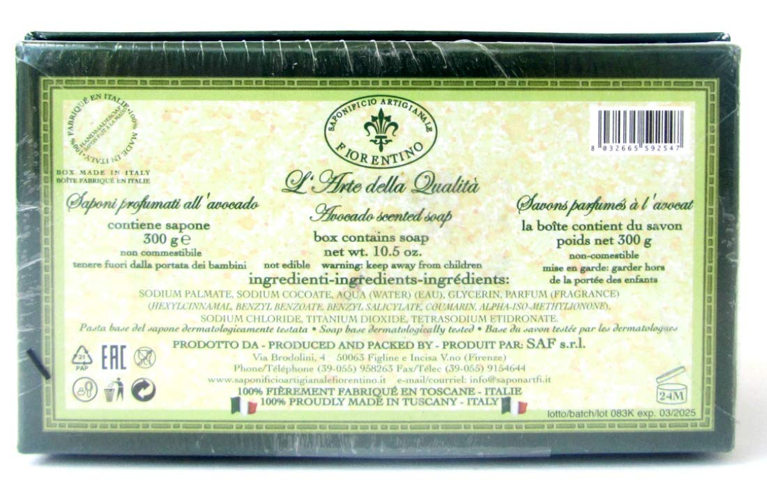 Saponificio Artigianale Fiorentino Avocado 10.5Oz. Italian Bath Soap Bar